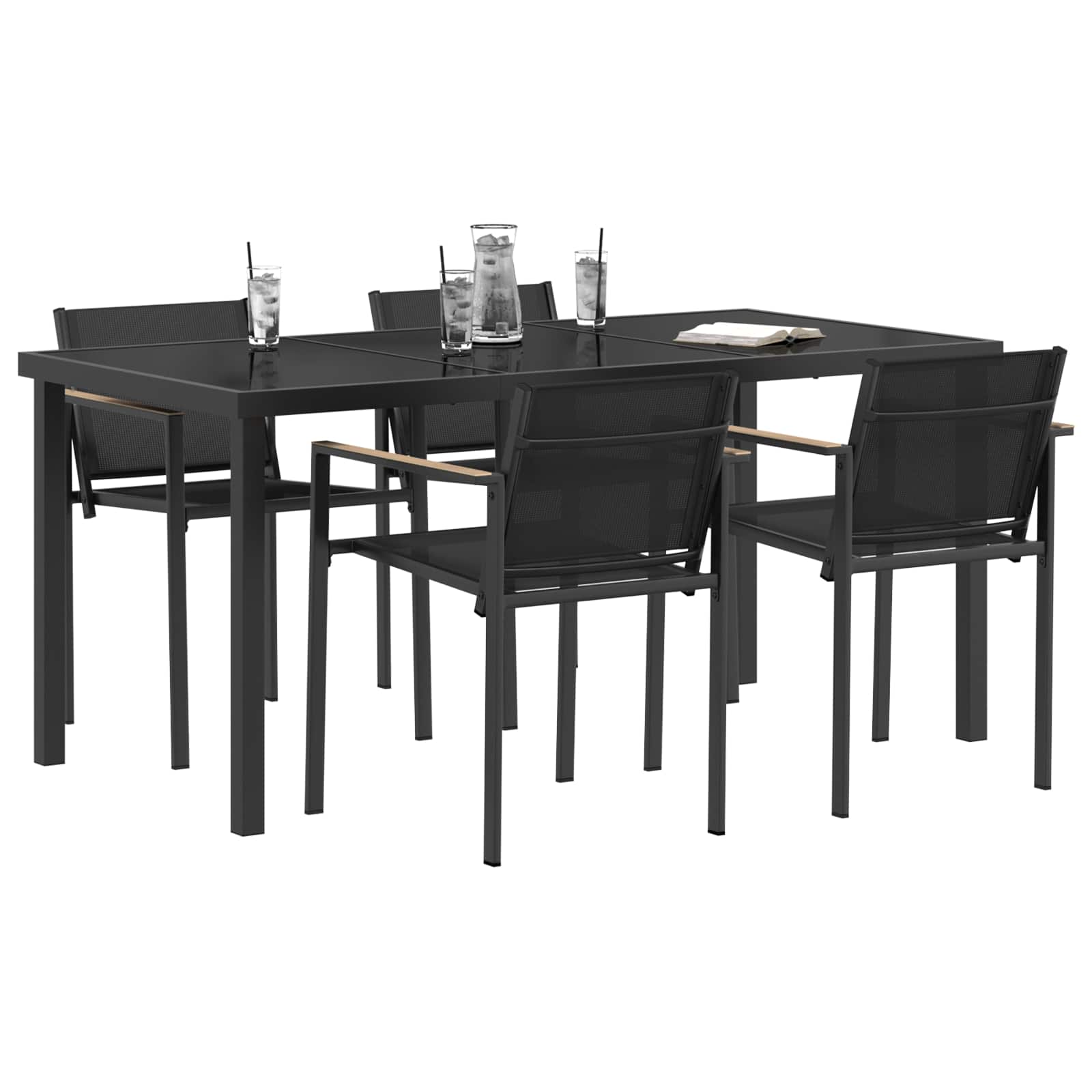 Gartenmöbel Set 5 pcs Schwarz und Anthrazit Textilene