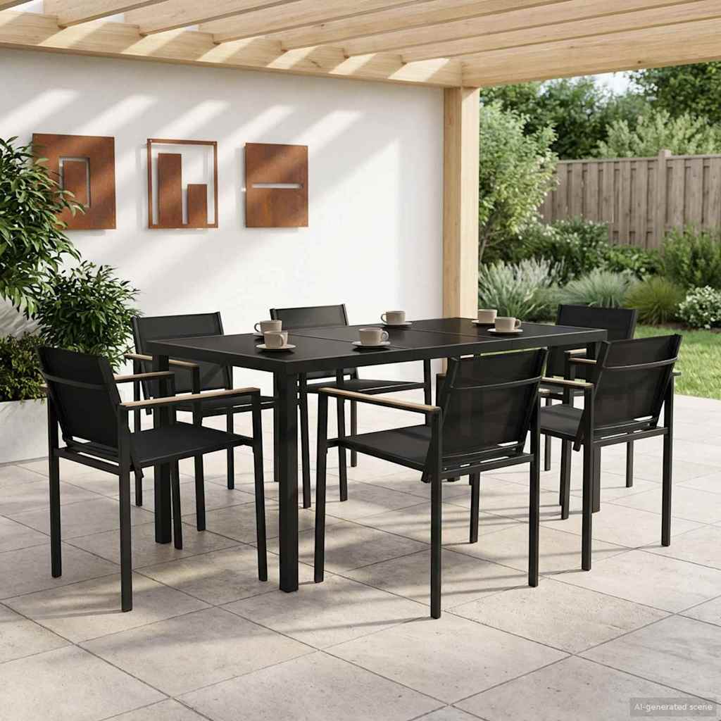 Gartenmöbel Set 7 pcs Schwarz und Anthrazit 160 x 80 x 73 cm
