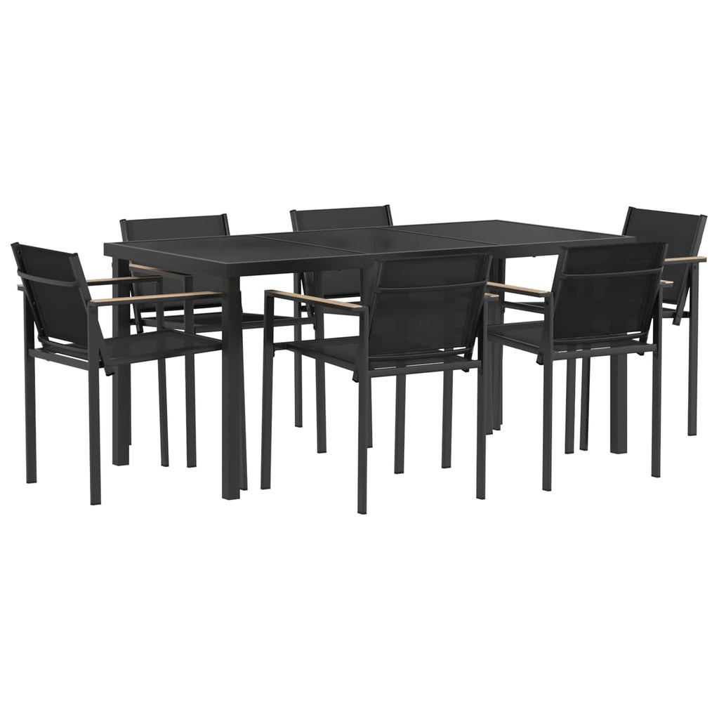 Gartenmöbel Set 7 pcs Schwarz und Anthrazit 160 x 80 x 73 cm