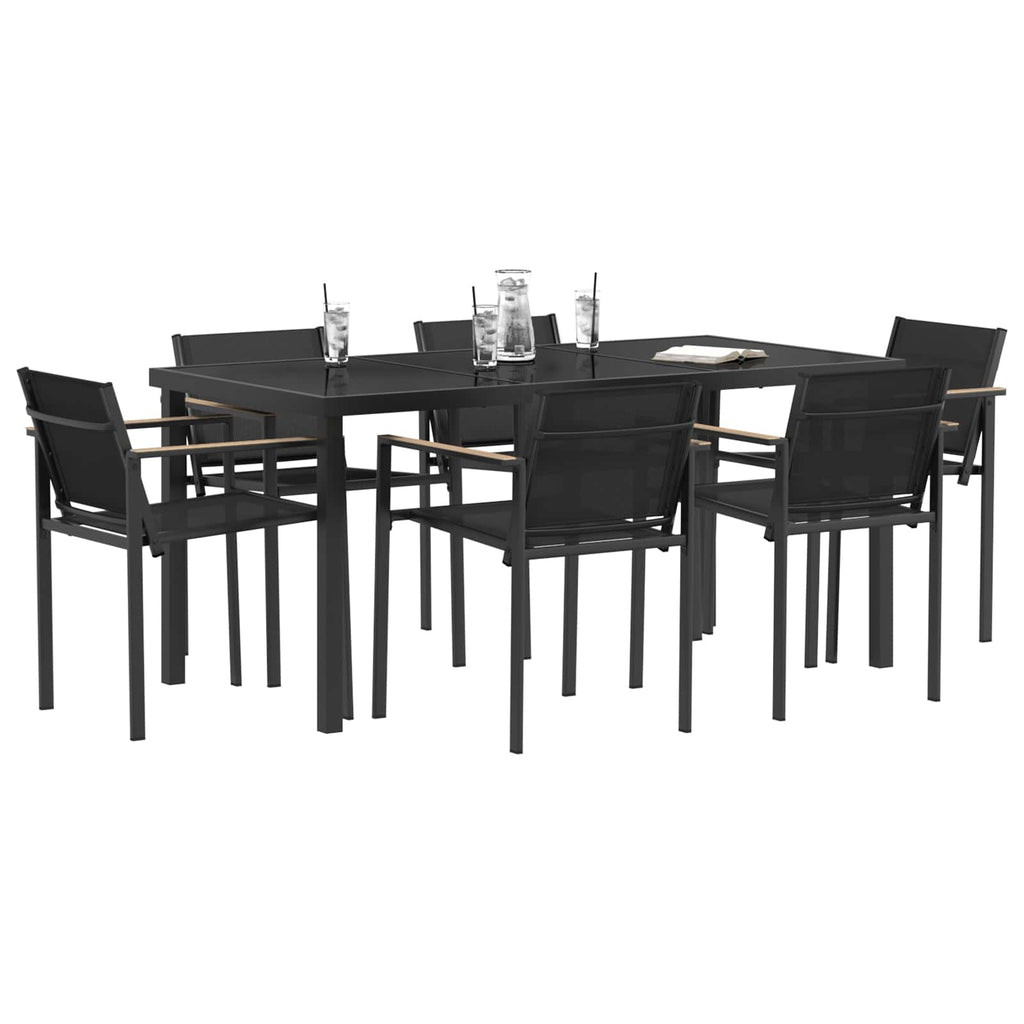 Gartenmöbel Set 7 pcs Schwarz und Anthrazit 160 x 80 x 73 cm