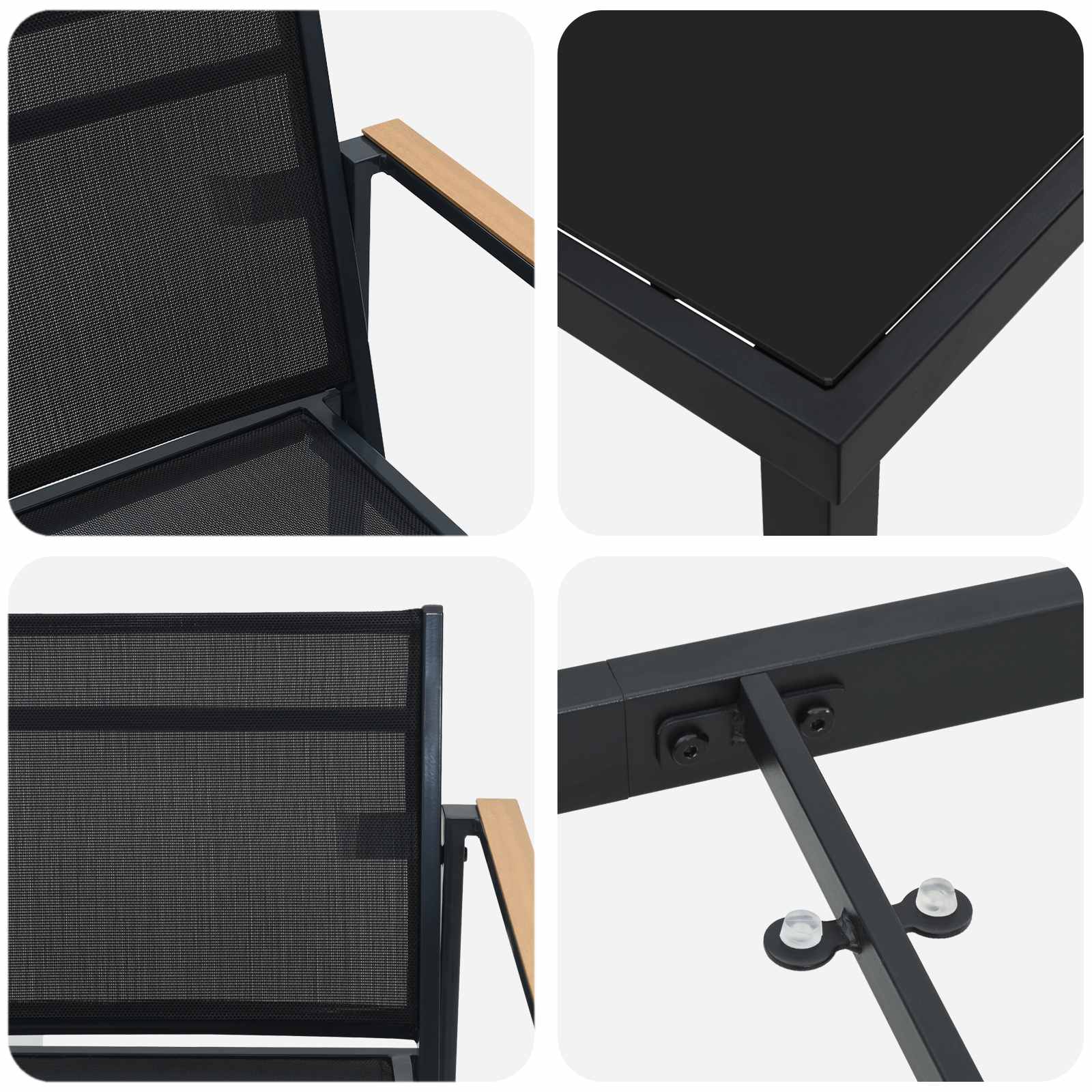 Gartenmöbel Set 7 pcs Schwarz und Anthrazit Textilene