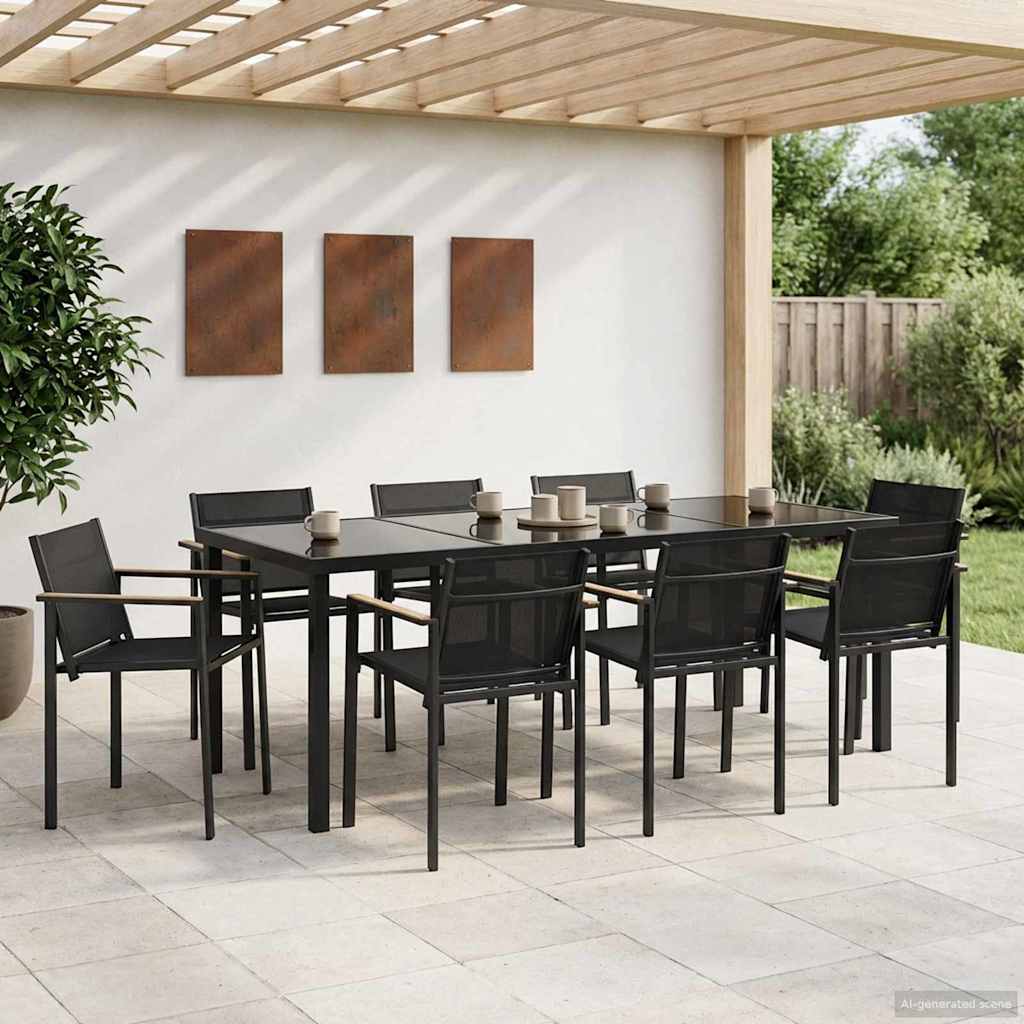 Gartenmöbel Set 7 pcs Schwarz und Anthrazit Textilene