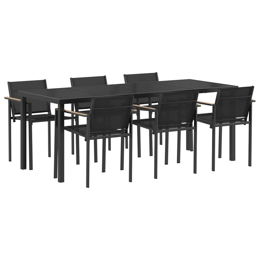 Gartenmöbel Set 7 pcs Schwarz und Anthrazit Textilene