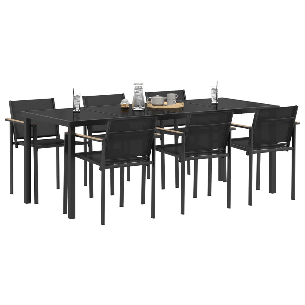 Gartenmöbel Set 7 pcs Schwarz und Anthrazit Textilene