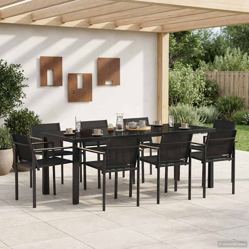 Gartenmöbel Set 9 pcs Schwarz und Anthrazit Textilene