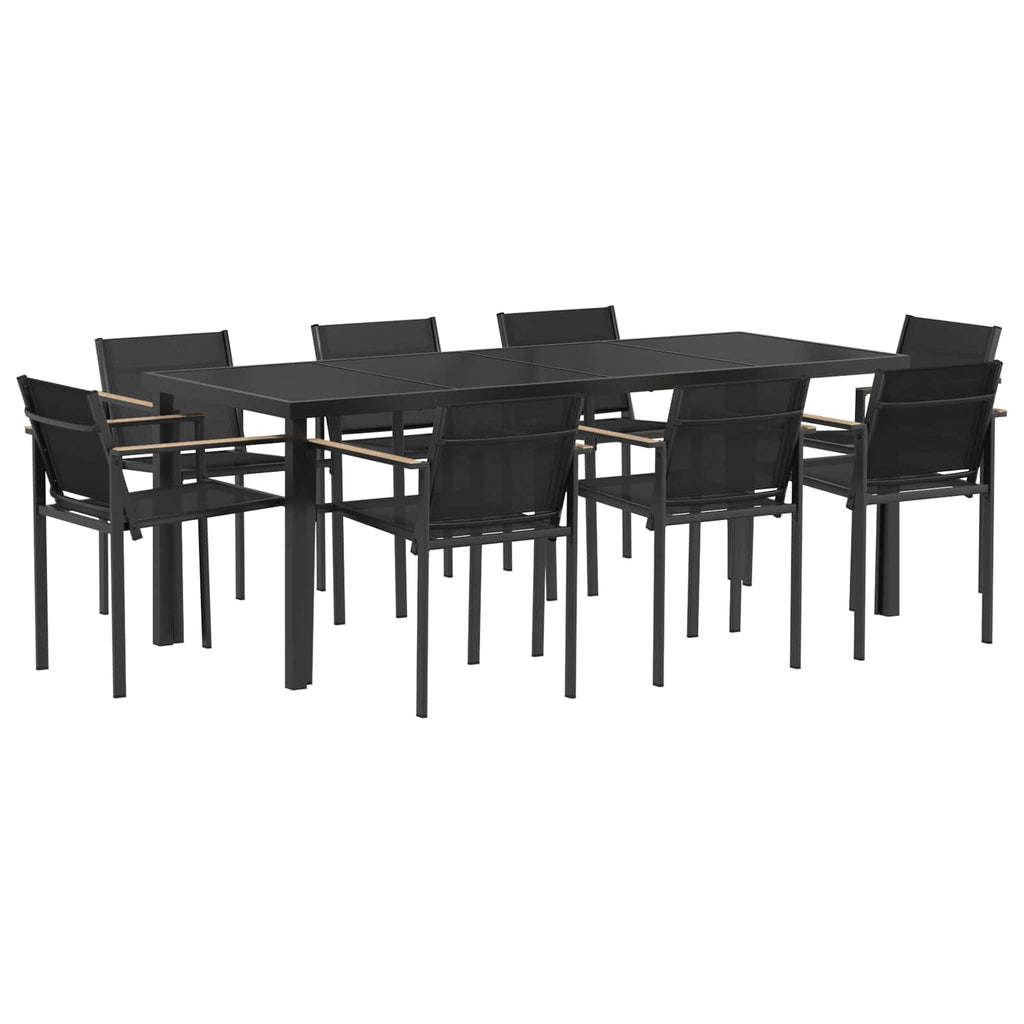 Gartenmöbel Set 9 pcs Schwarz und Anthrazit Textilene