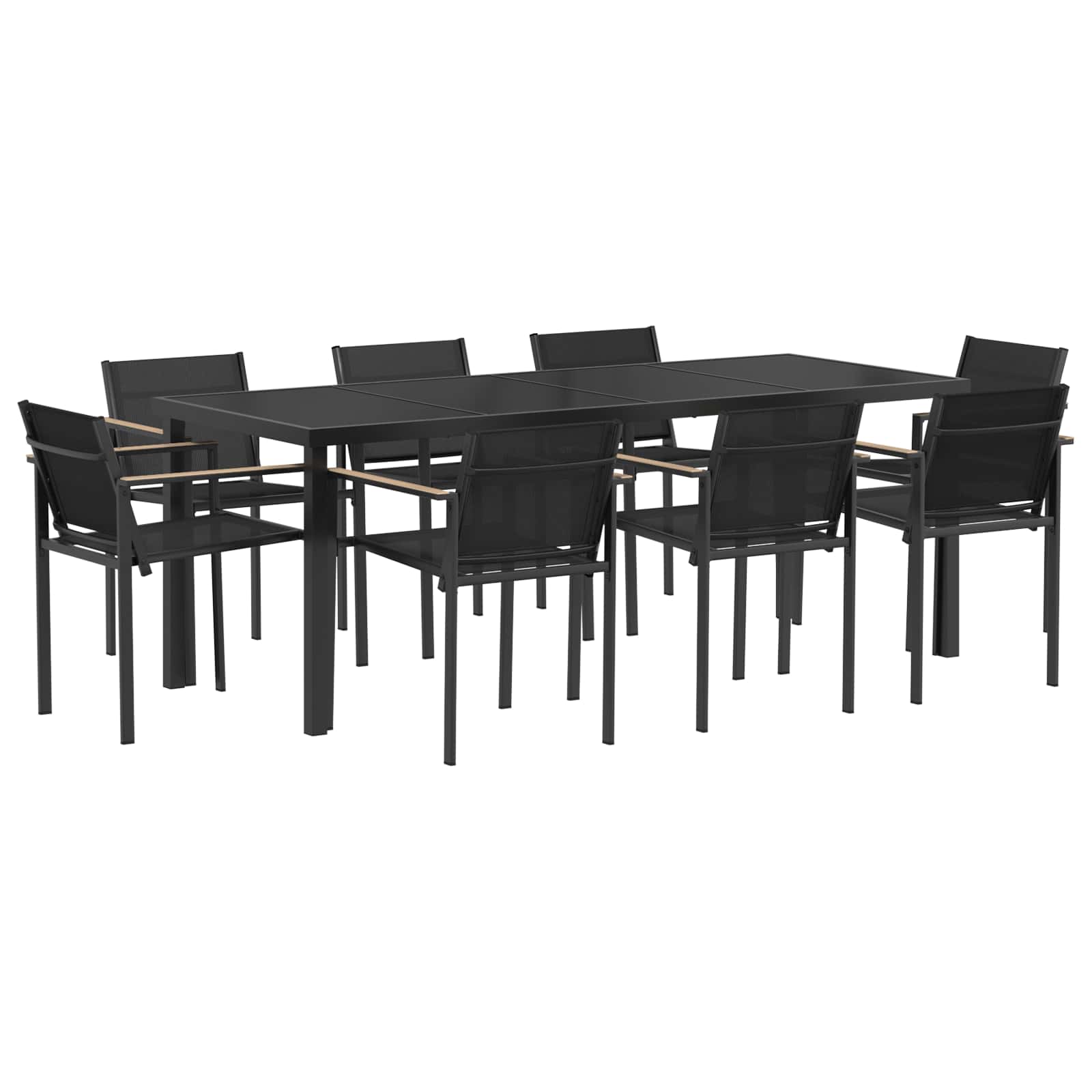 Gartenmöbel Set 9 pcs Schwarz und Anthrazit Textilene