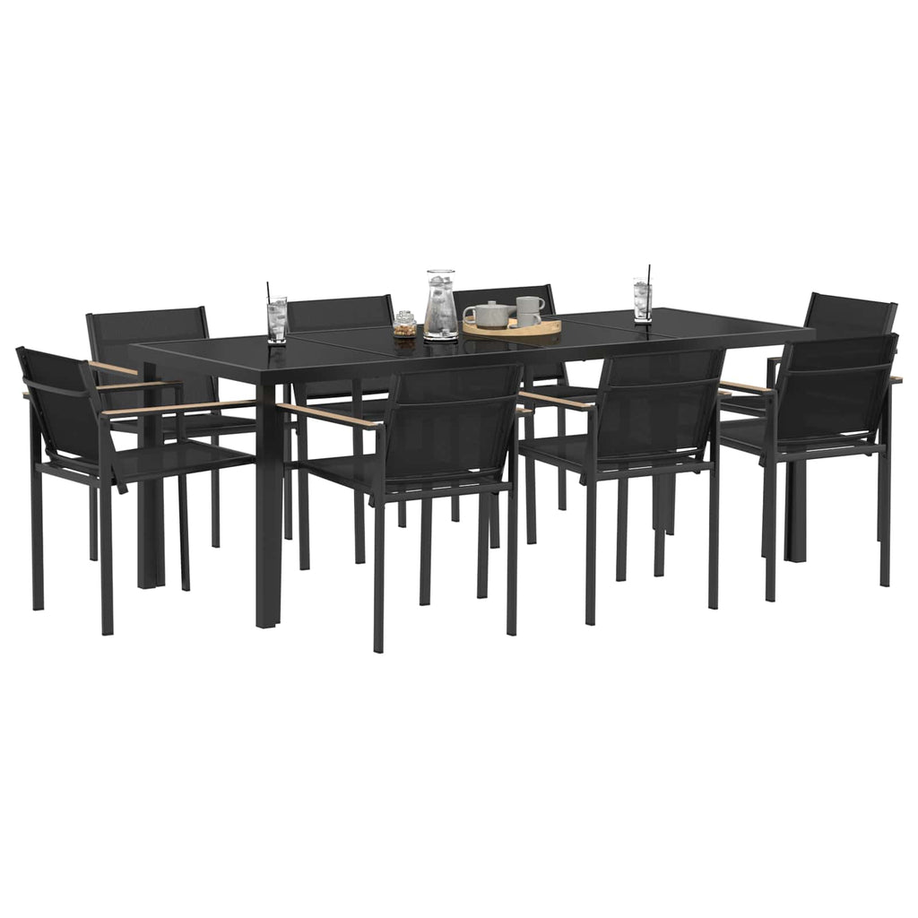 Gartenmöbel Set 9 pcs Schwarz und Anthrazit Textilene