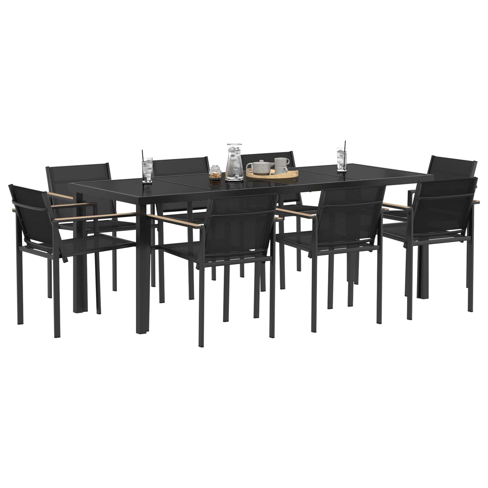 Gartenmöbel Set 9 pcs Schwarz und Anthrazit Textilene