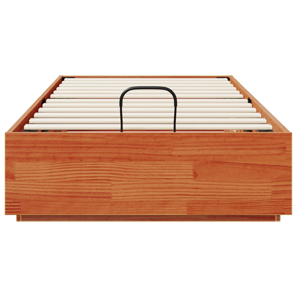Ottoman Bettgestell Wachsbraun 75 x 190 cm Massives Kiefernholz