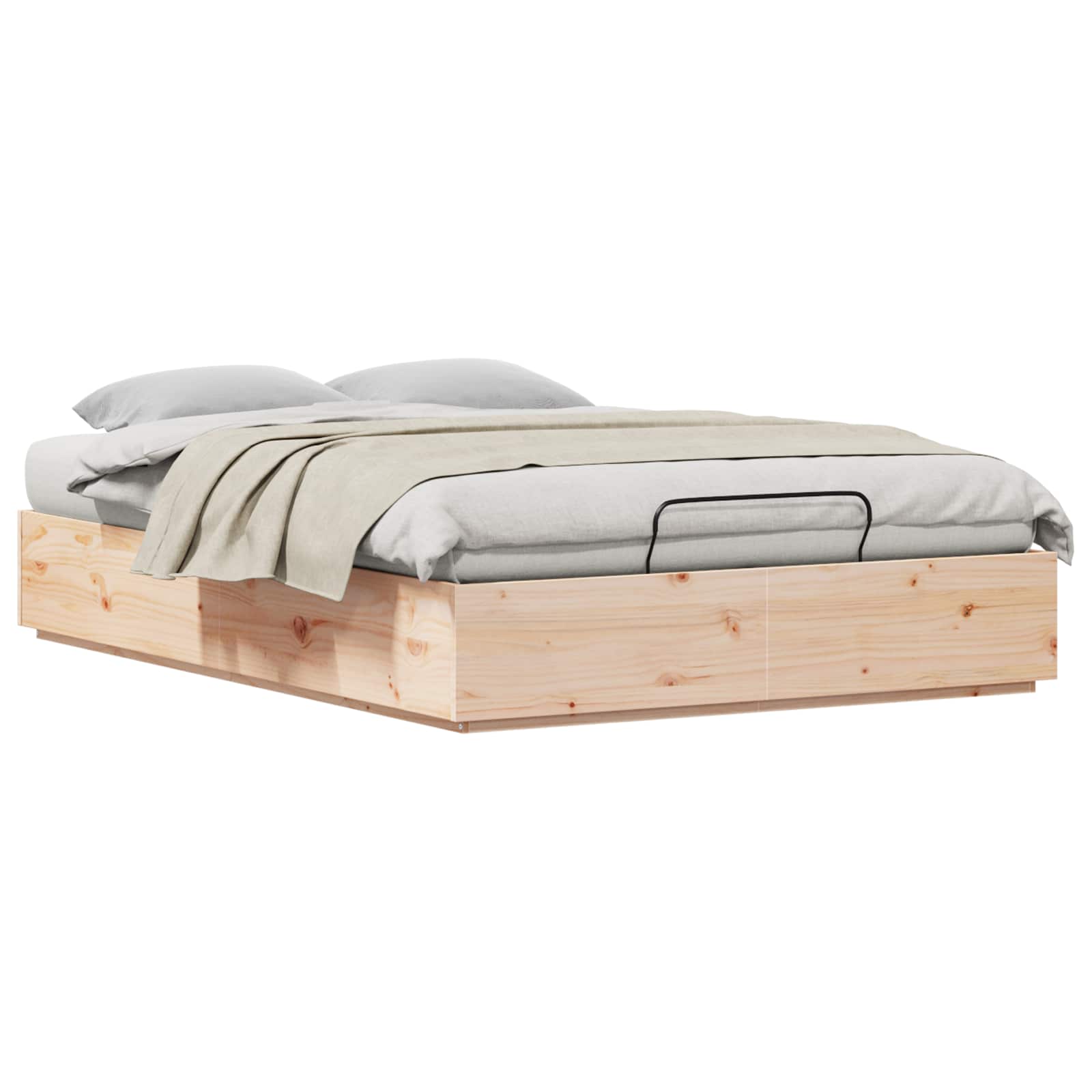 Ottoman Bettgestell Natur 120 x 190 cm Massives Kiefernholz