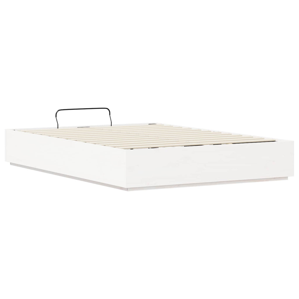 Ottoman Bettgestell Weiß 120 x 190 cm Massives Kiefernholz