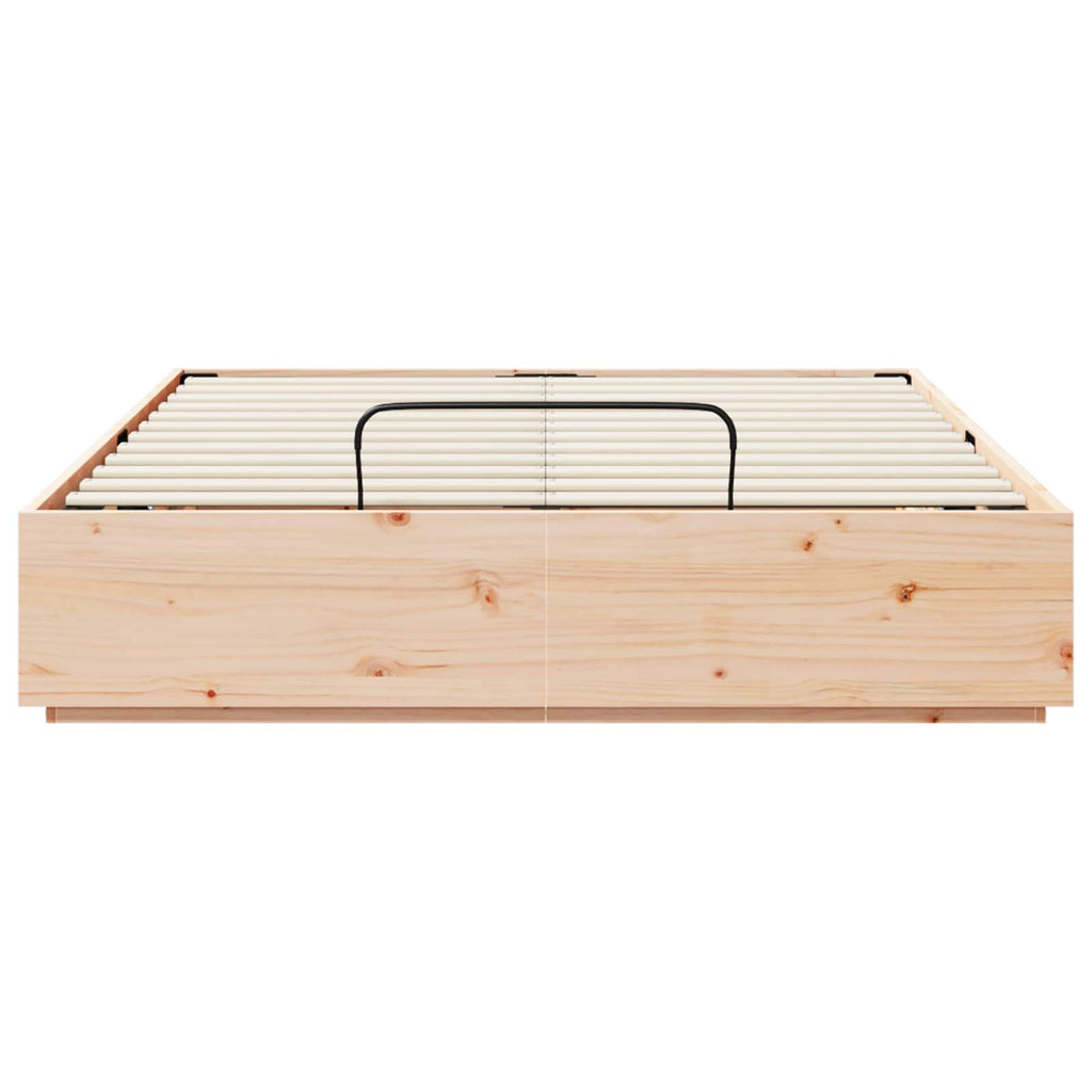 Ottoman Bettgestell Natur 150 x 200 cm Massives Kiefernholz