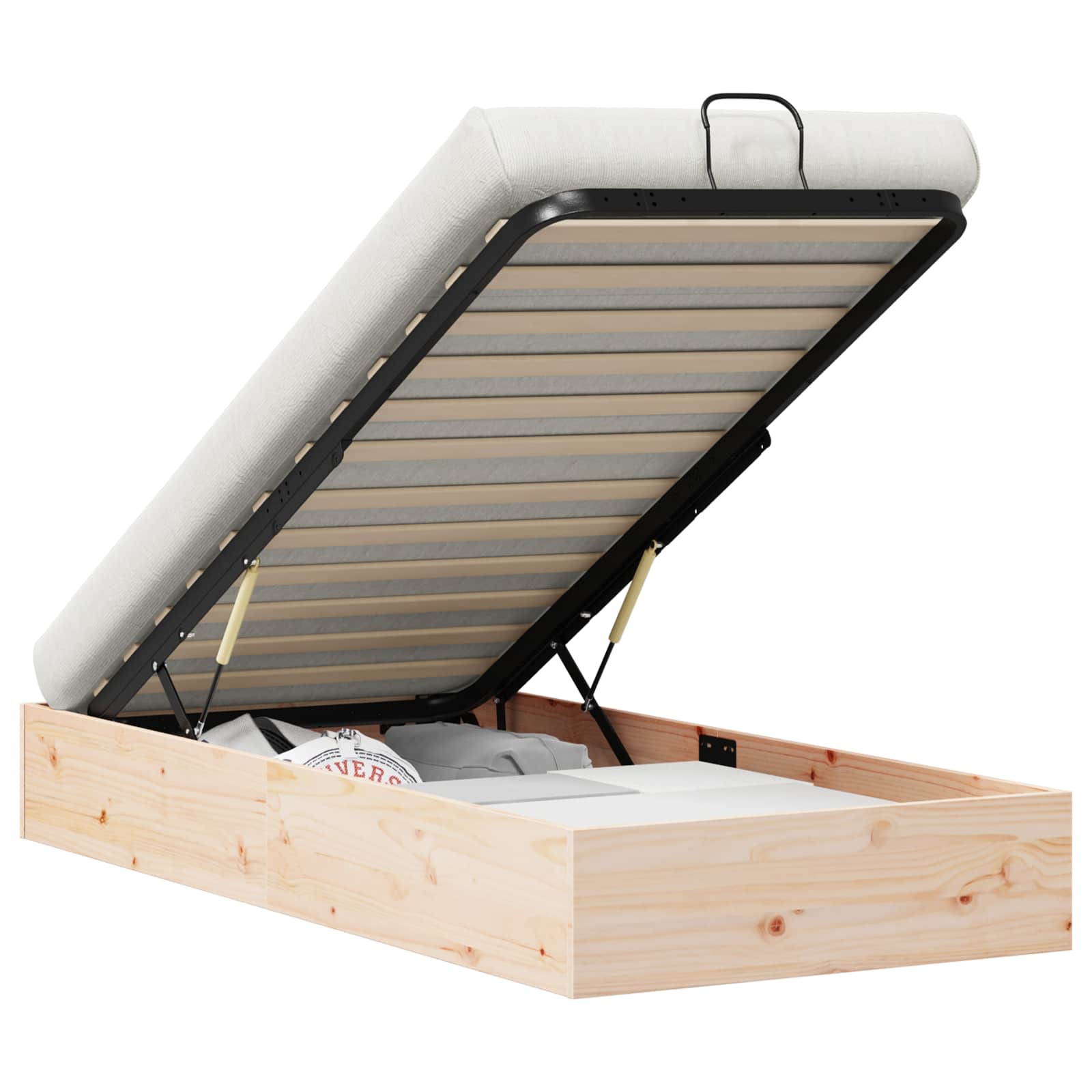 Ottoman Bettgestell mit Stauraum Natur 90 x 190 cm
