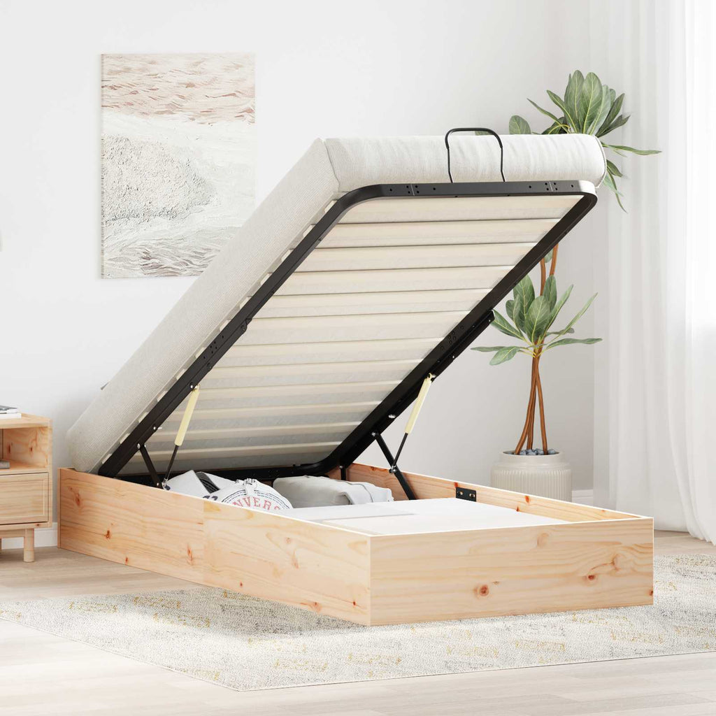 Ottoman Bettgestell mit Stauraum Natur 90 x 200 cm
