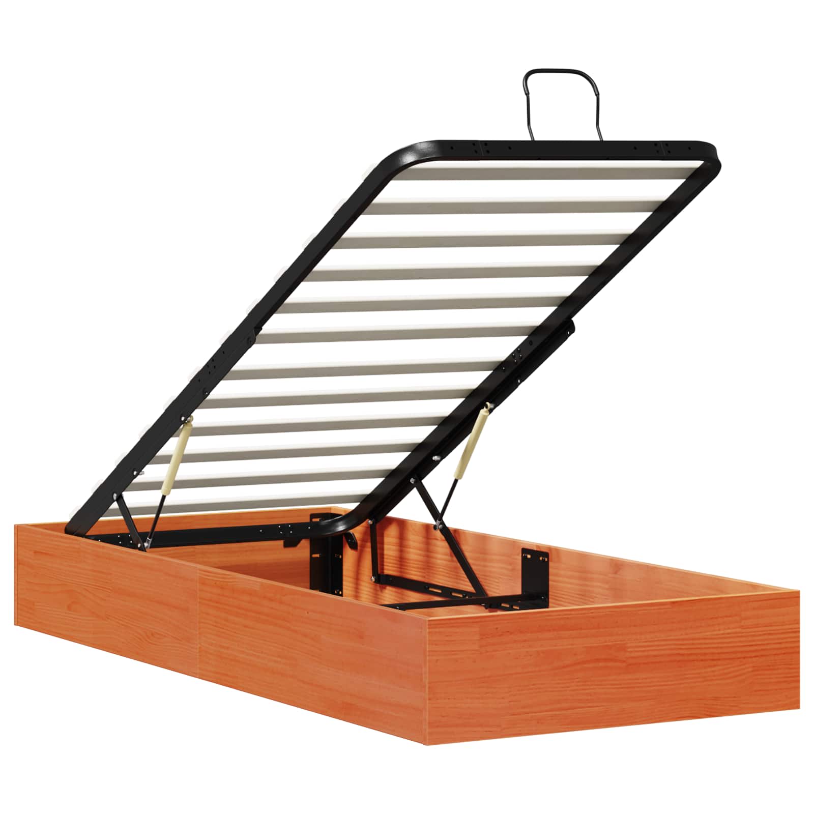Ottoman Bettgestell mit Stauraum Wachsbraun 90 x 200 cm