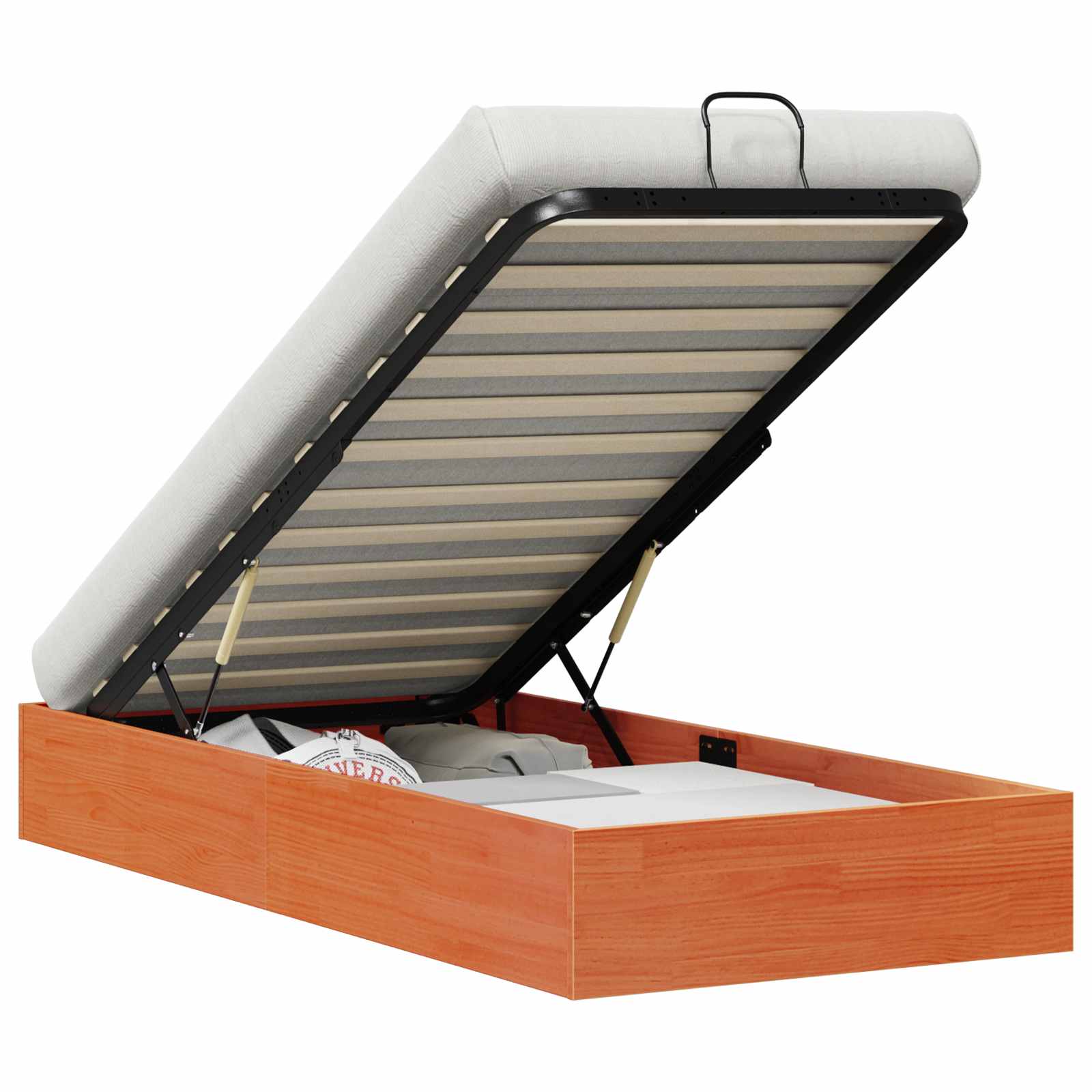 Ottoman Bettgestell mit Stauraum Wachsbraun 100 x 200 cm