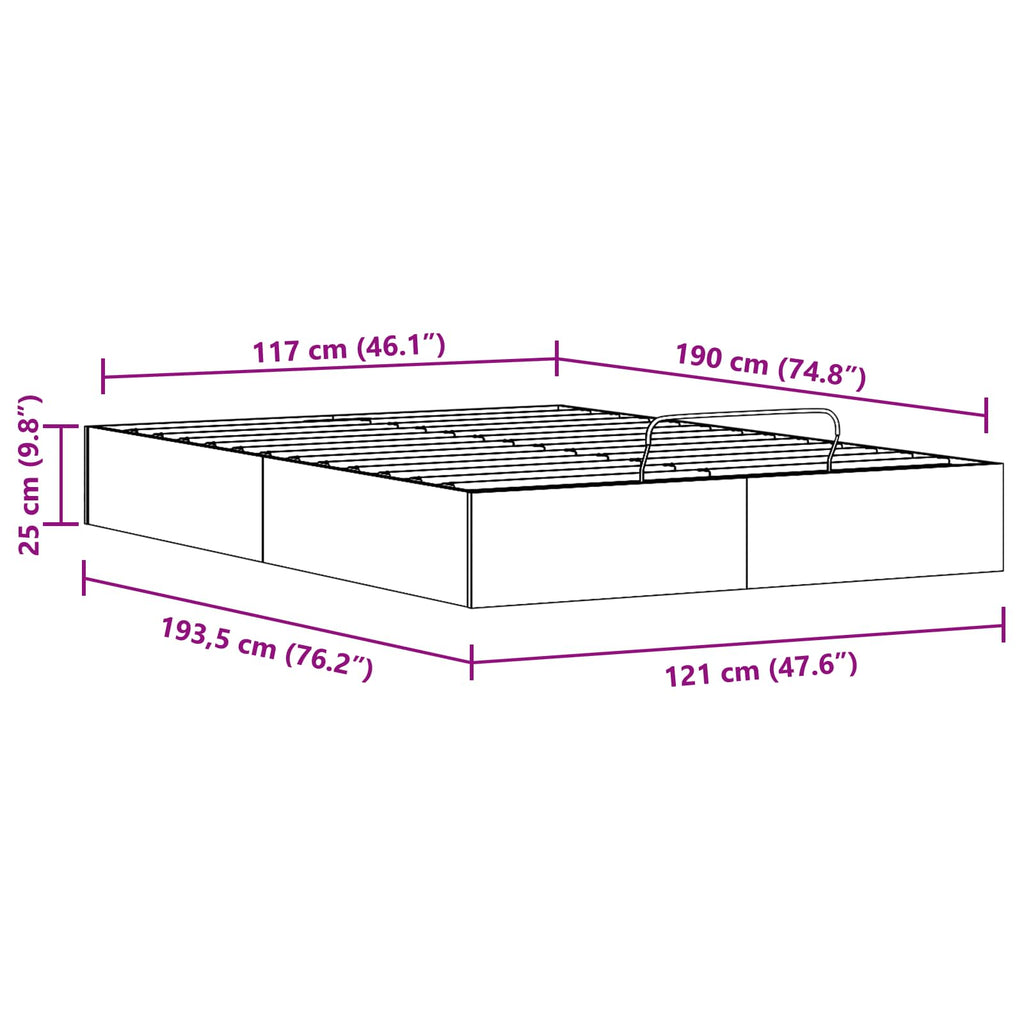 Ottoman Bettgestell mit Stauraum Natur 120 x 190 cm