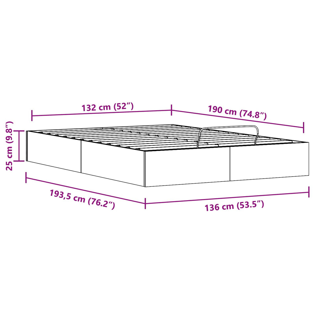 Ottoman Bettgestell mit Stauraum Weiß 135 x 190 cm