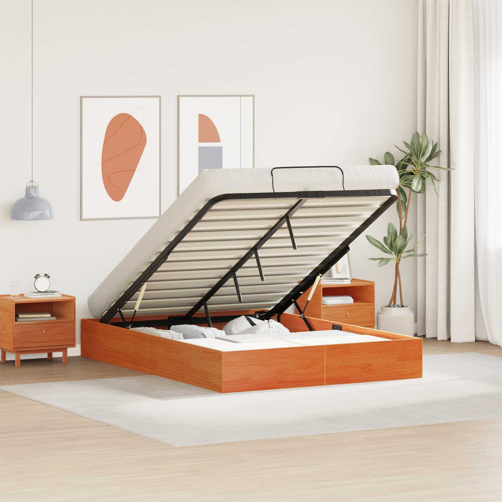 Ottoman Bettgestell mit Stauraum Wachsbraun 135 x 190 cm