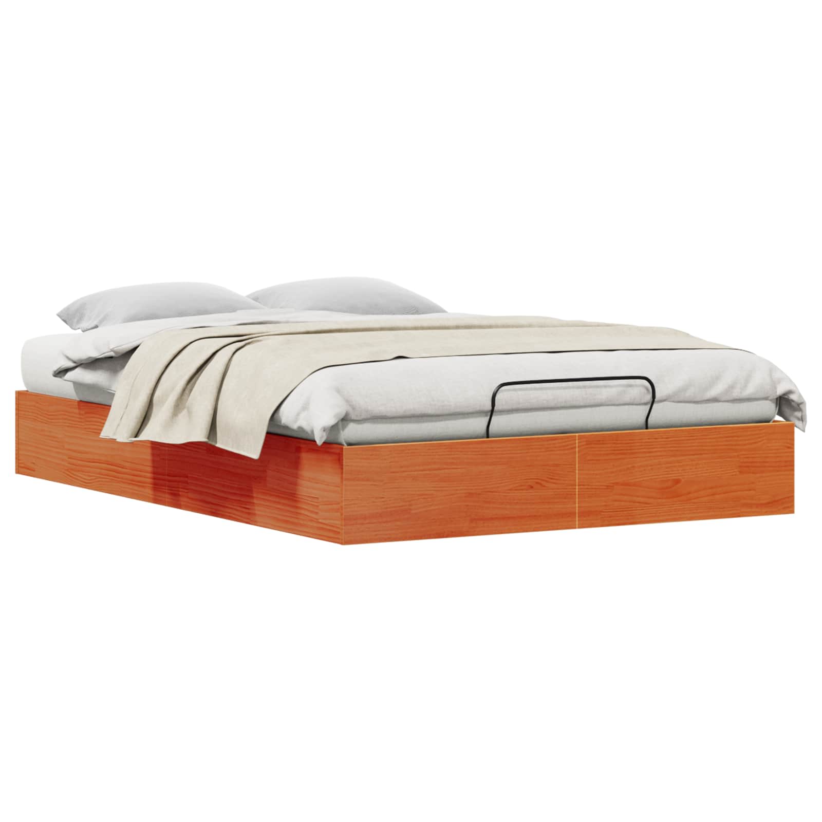 Ottoman Bettgestell mit Stauraum Wachsbraun 135 x 190 cm