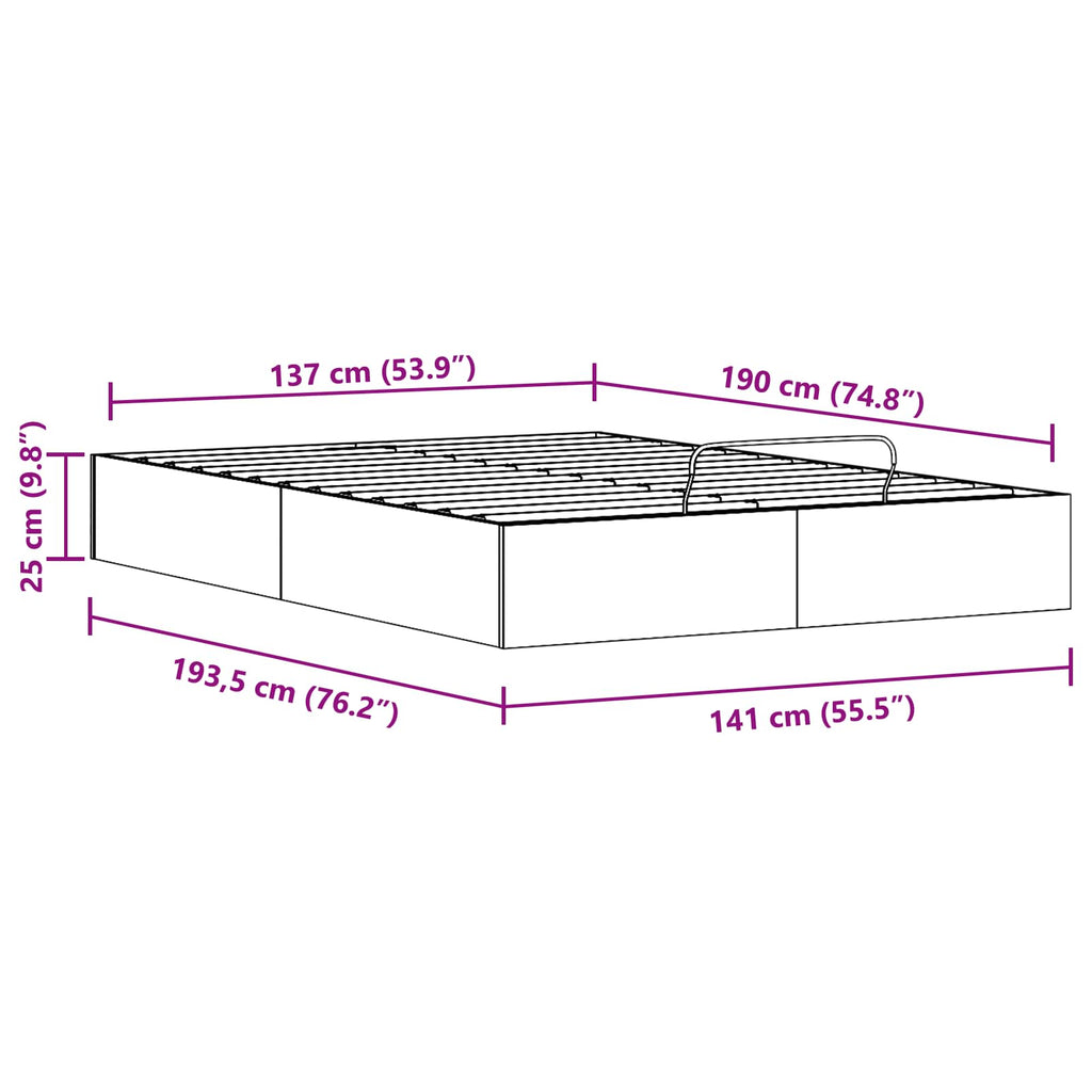 Ottoman Bettgestell mit Stauraum Natur 140 x 190 cm