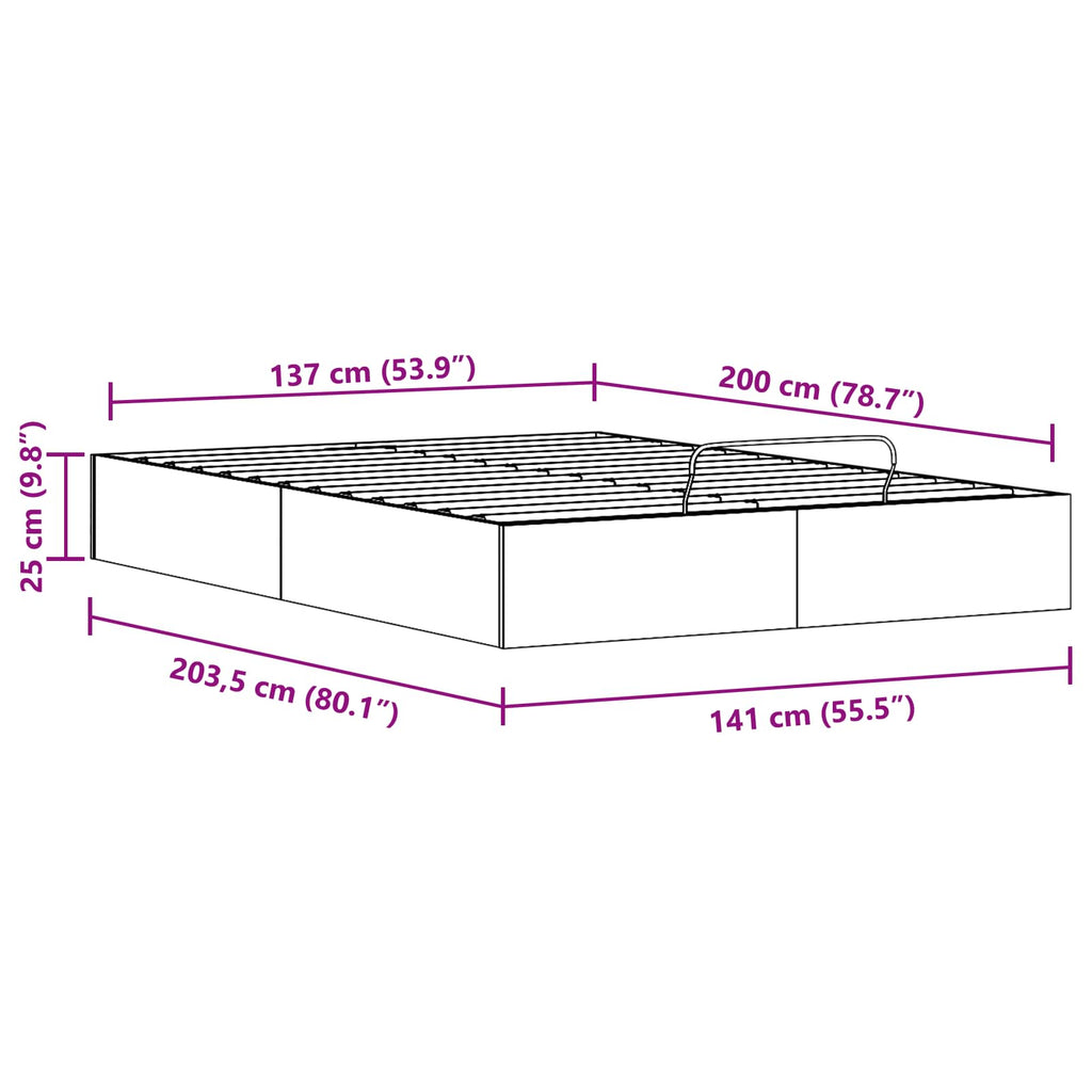 Ottoman Bettgestell mit Stauraum Weiß 140 x 200 cm