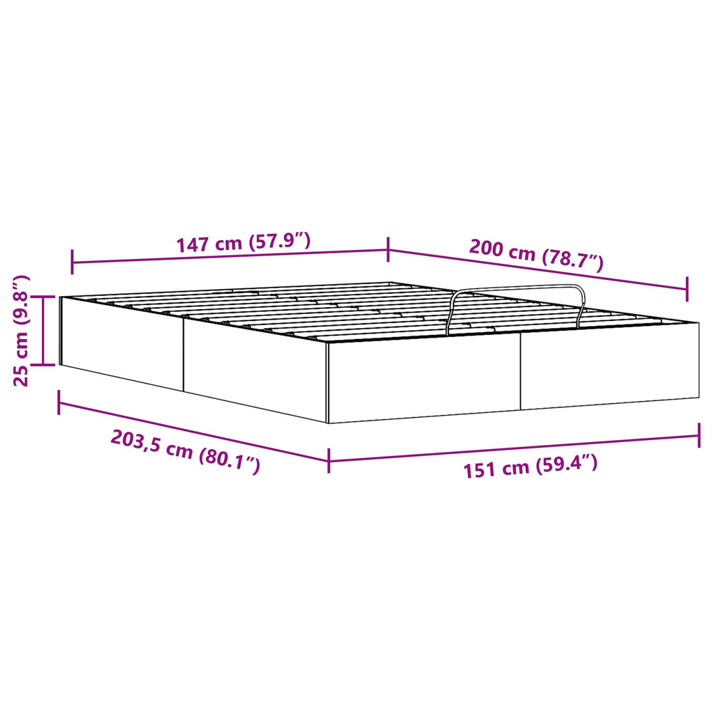 Ottoman Bettgestell mit Stauraum Weiß 150 x 200 cm