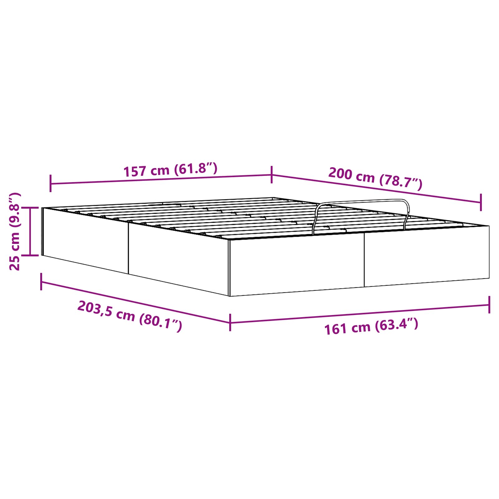 Ottoman Bettgestell mit Stauraum Wachsbraun 160 x 200 cm