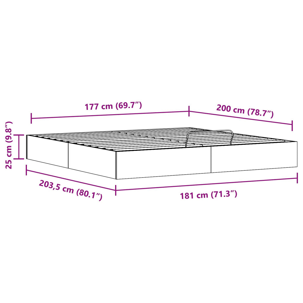 Ottoman Bettgestell mit Stauraum Wachsbraun 180 x 200 cm