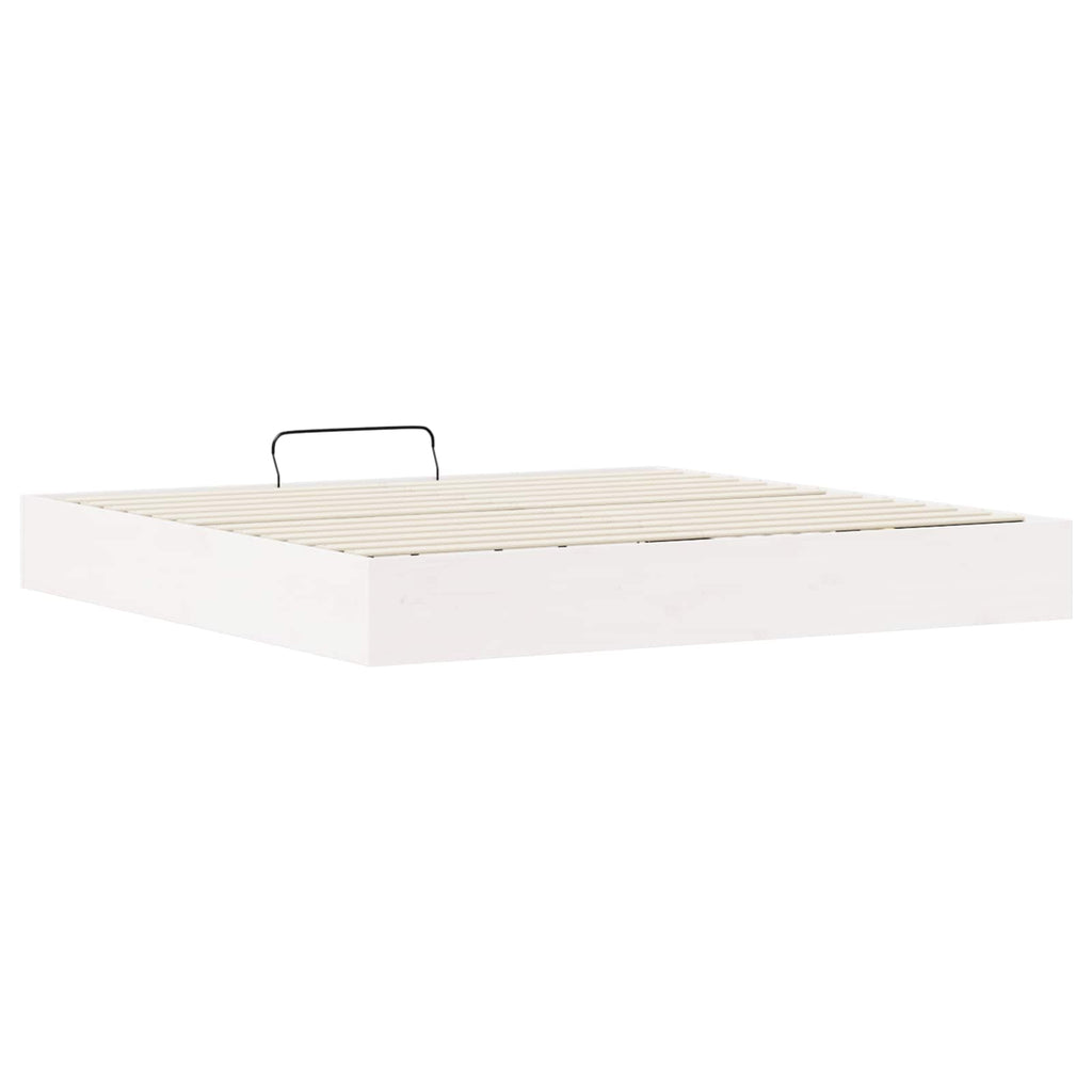 Ottoman Bettgestell mit Stauraum Weiß 200 x 200 cm