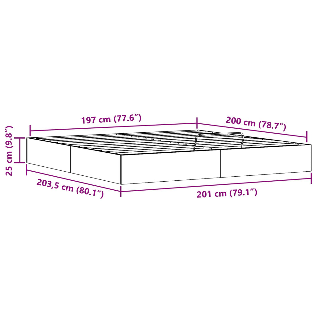 Ottoman Bettgestell mit Stauraum Wachsbraun 200 x 200 cm