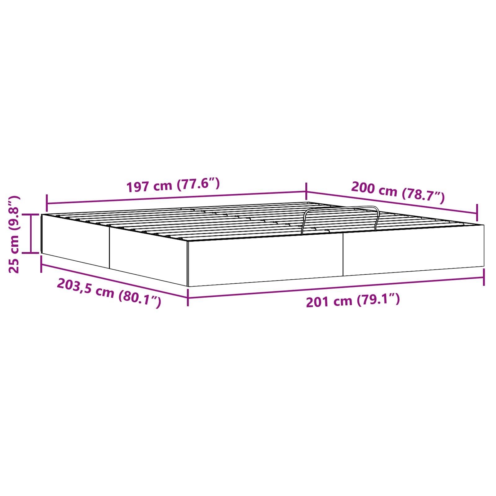 Ottoman Bettgestell mit Stauraum Wachsbraun 200 x 200 cm