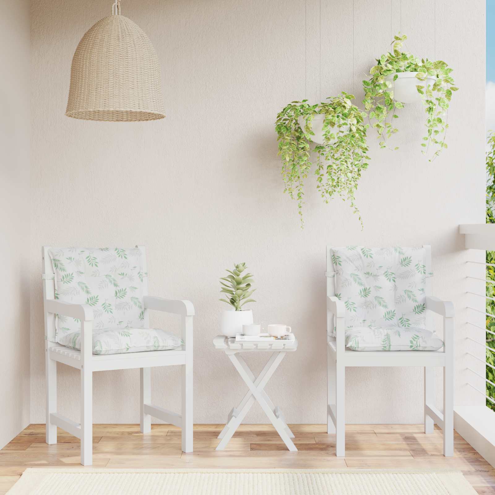 Outdoor-Kissen 2 pcs Feines Blattmuster 100 x 50 x 7 cm