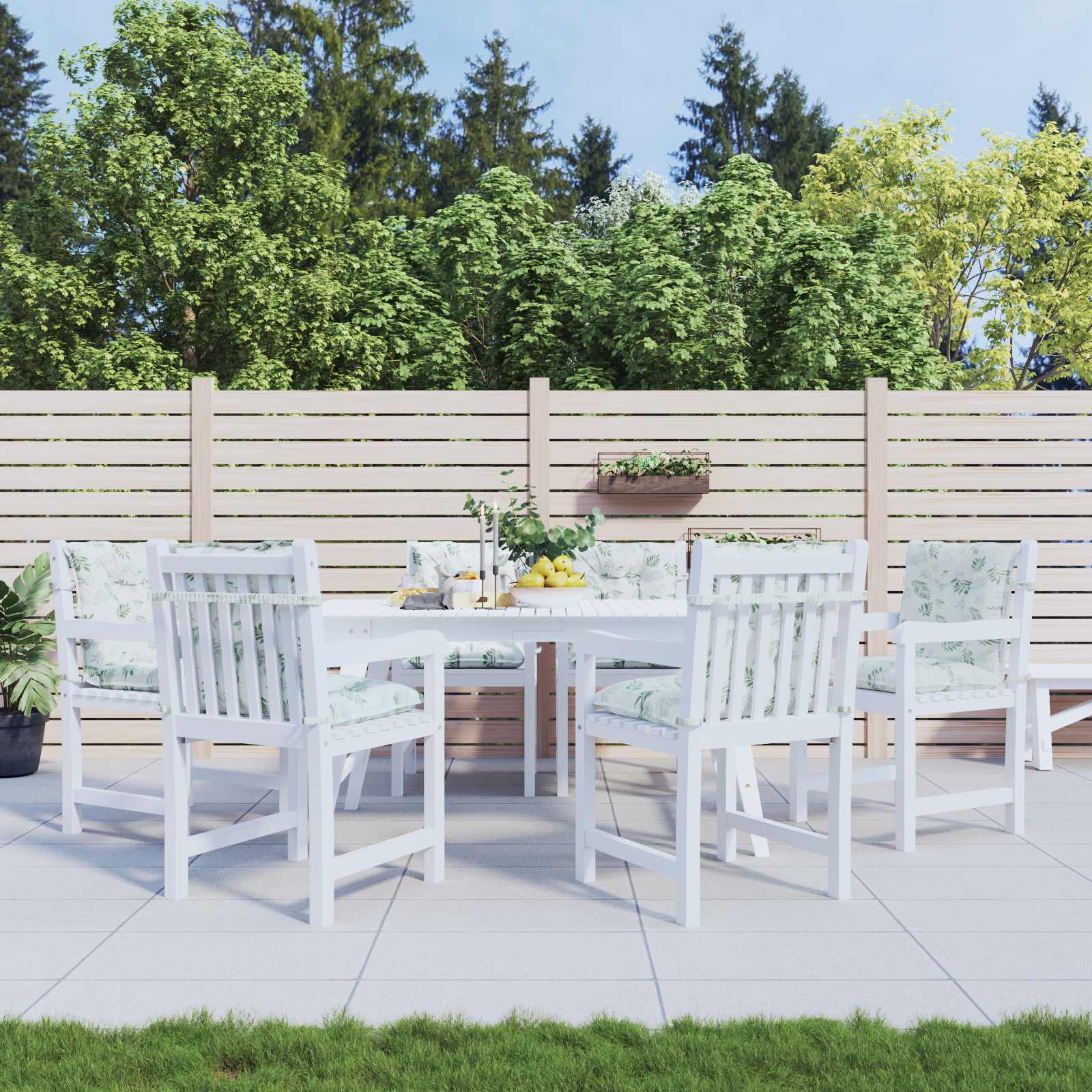 Kissen für draußen 6 pcs Weiß 100 x 50 x 7 cm Stoff