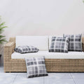 Kissen für draußen Kariert 4 pcs Grau kariert 40 x 40 cm Stoff