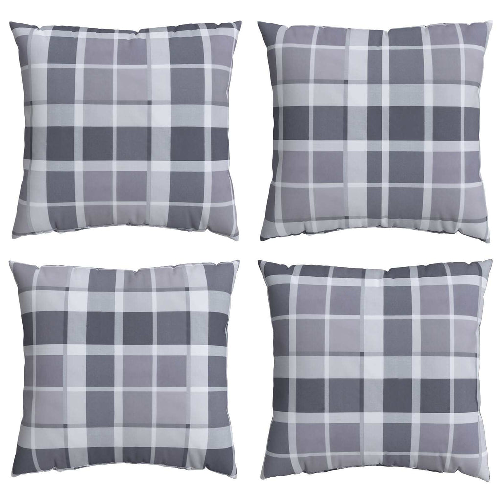 Kissen für draußen Kariert 4 pcs Grau kariert 40 x 40 cm Stoff