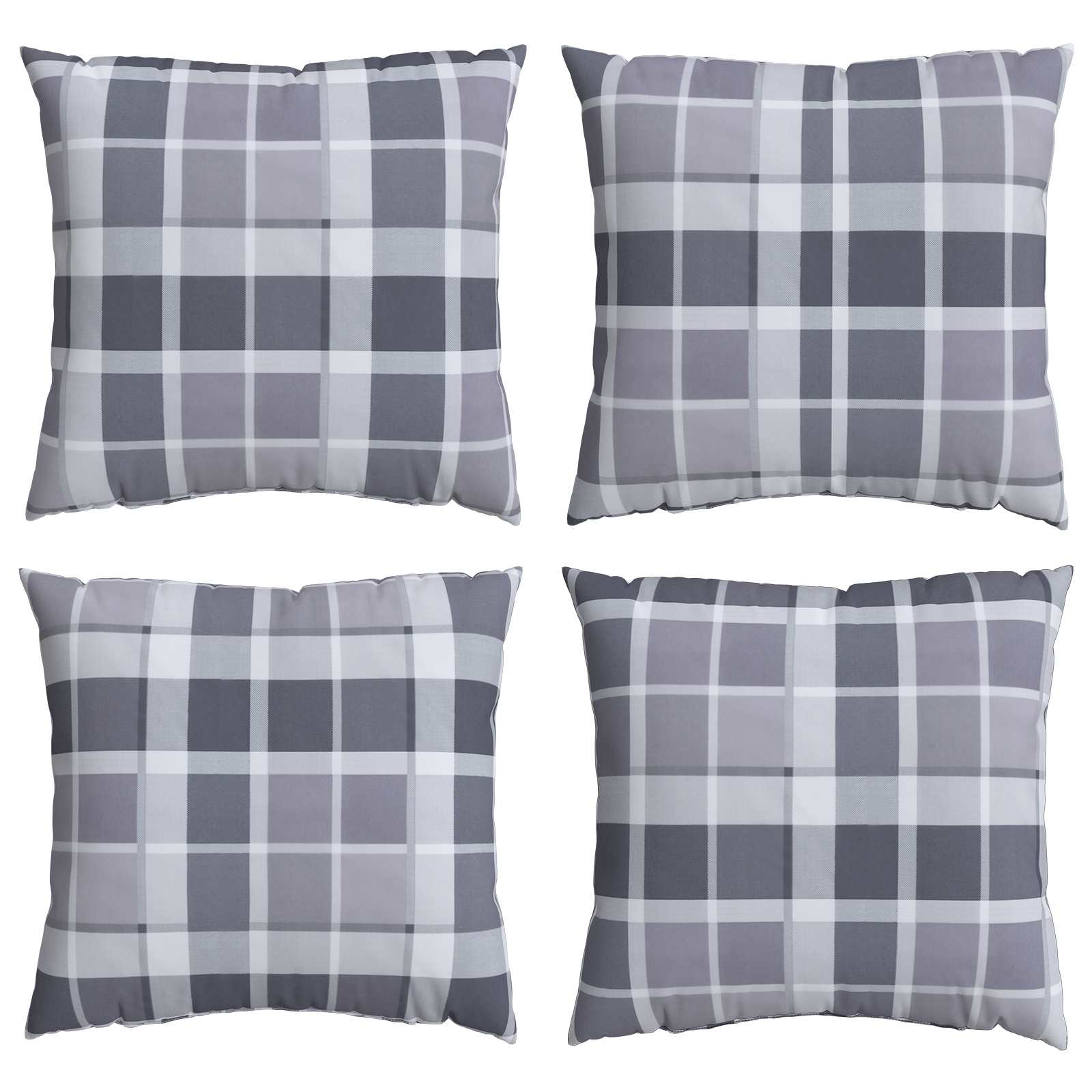 Kissen für draußen Kariert 4 pcs Grau kariert 40 x 40 cm Stoff