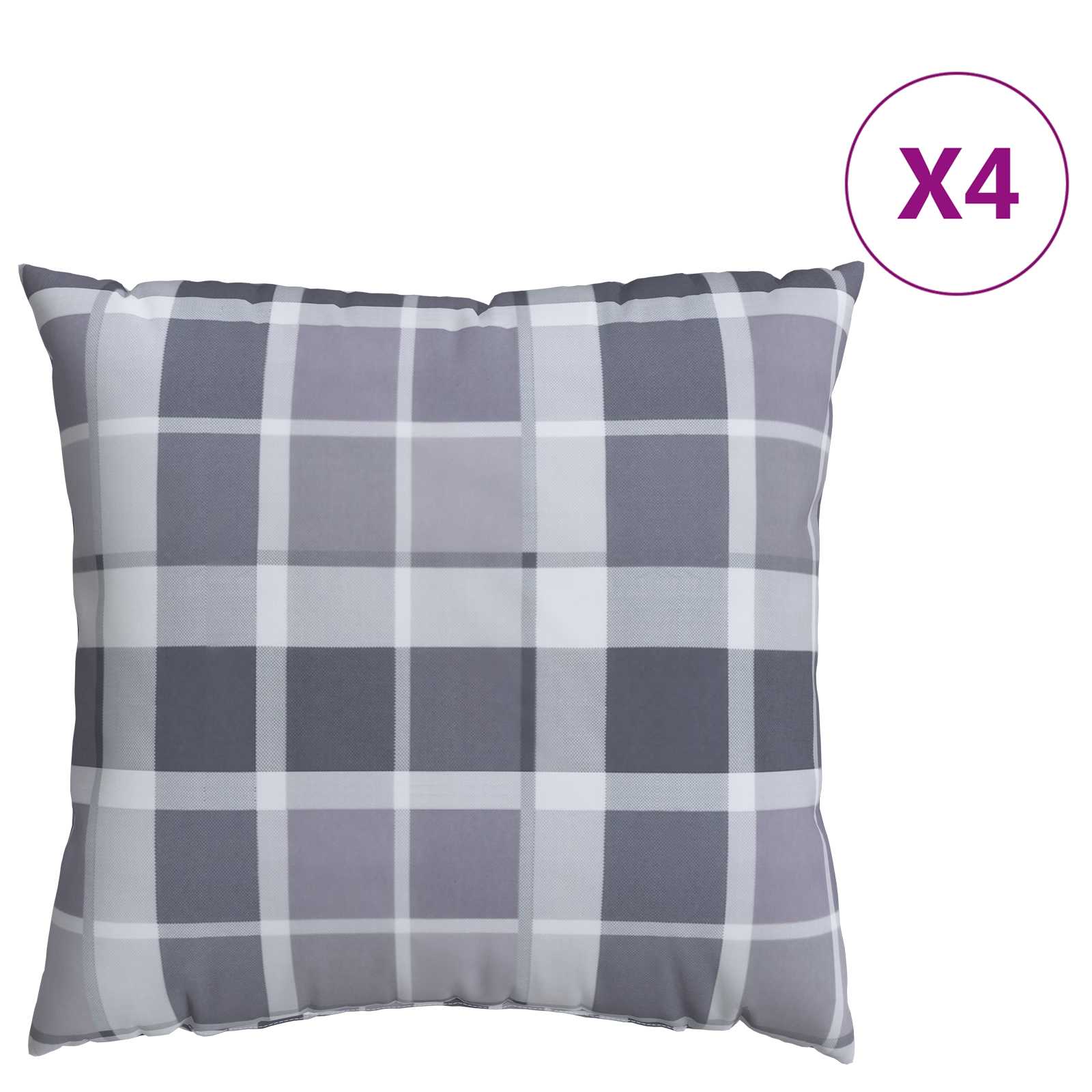 Kissen für draußen Kariert 4 pcs Grau kariert 50 x 50 cm Stoff