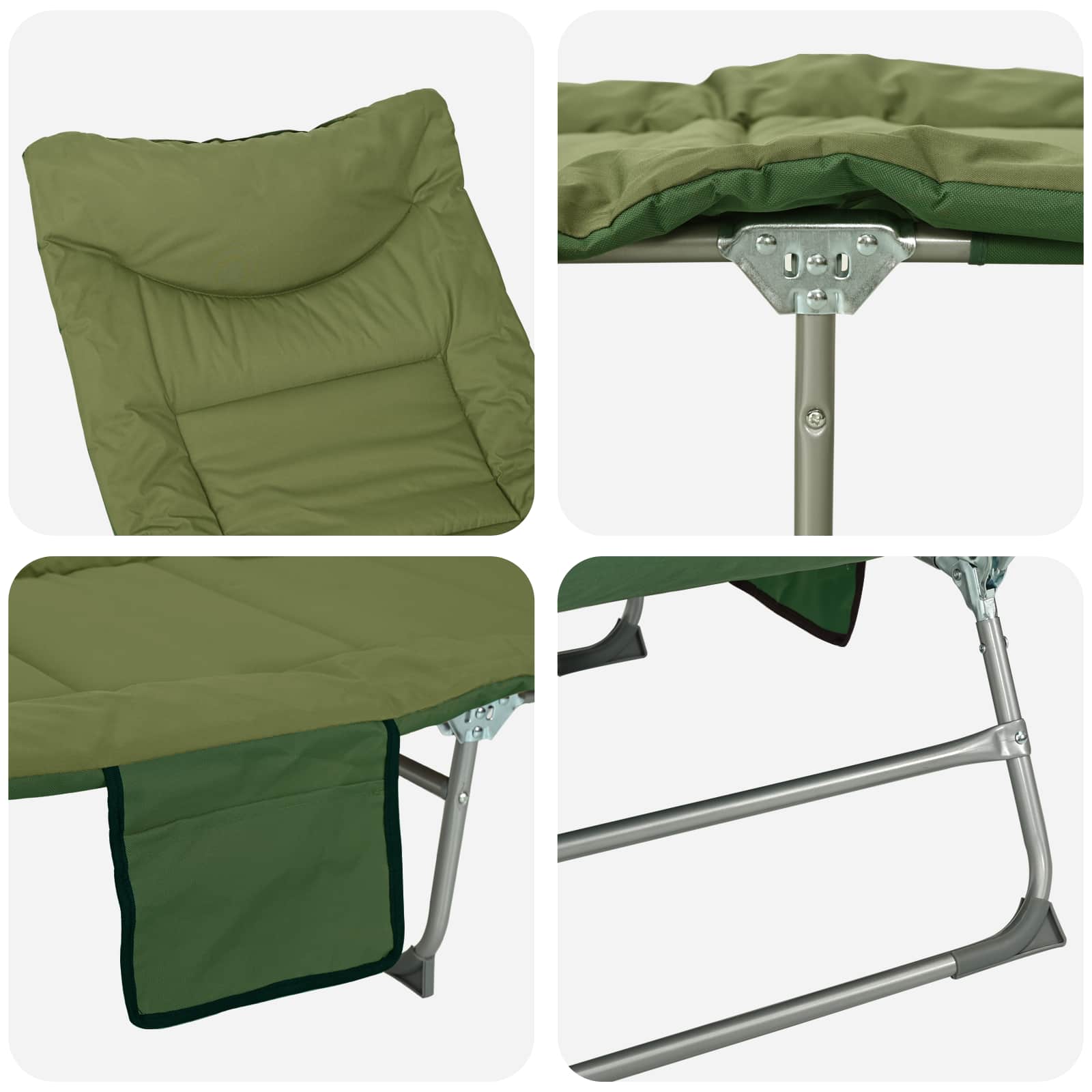 Klappbare Sonnenliege mit Kissen Dunkelgrün