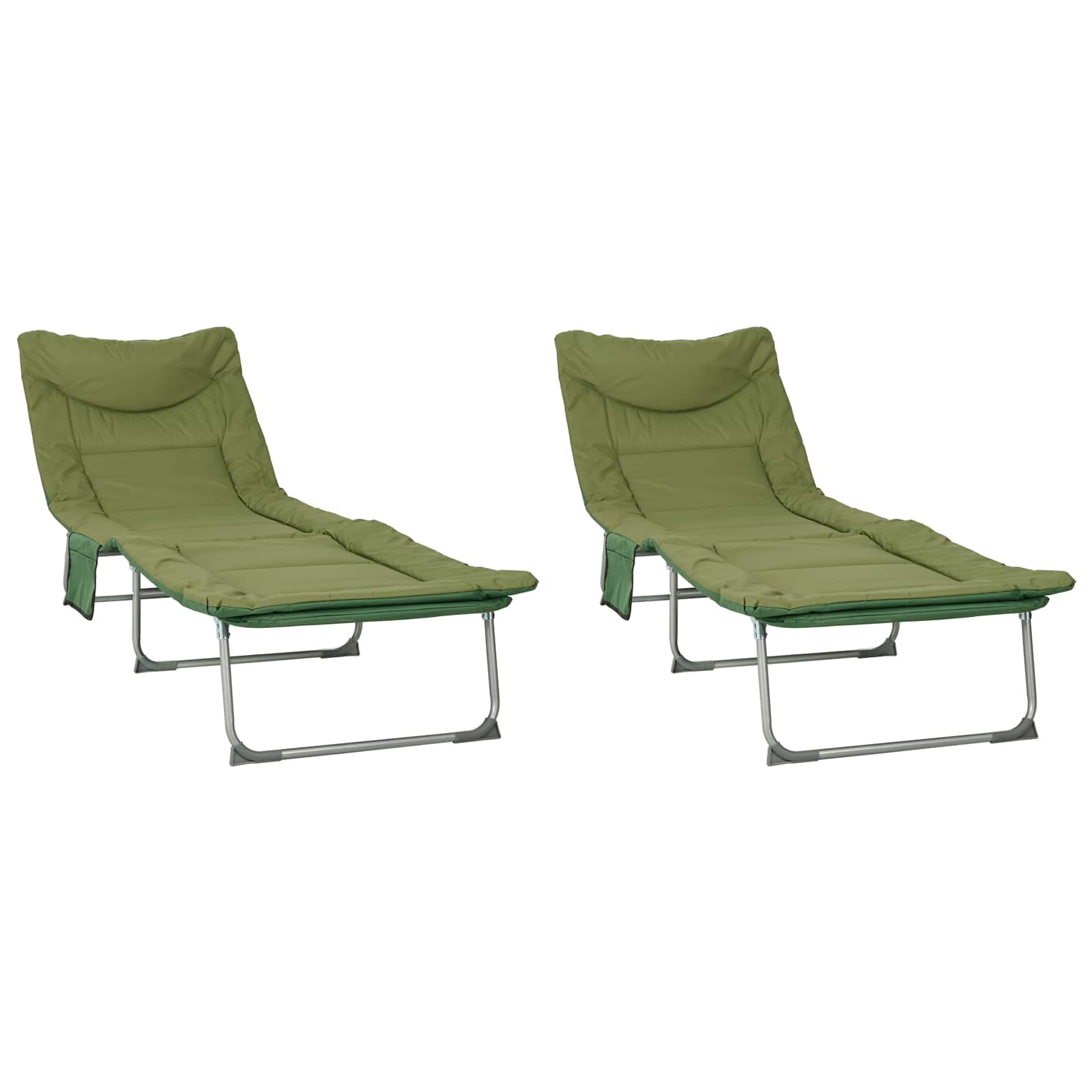 Klappbare Sonnenliege mit Kissen 2 pcs Dunkelgrün