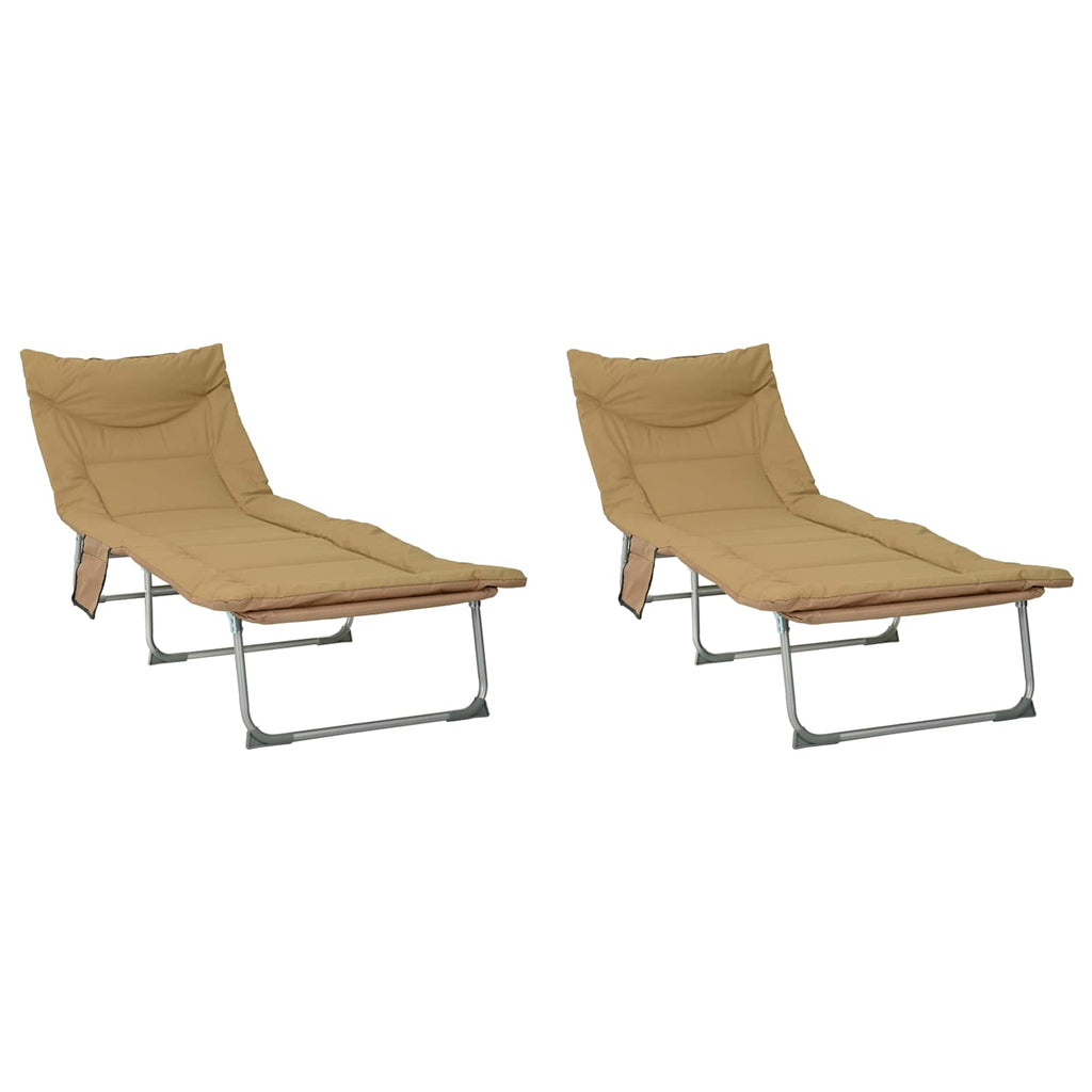 Klappbare Sonnenliege mit Kissen 2 pcs Beige