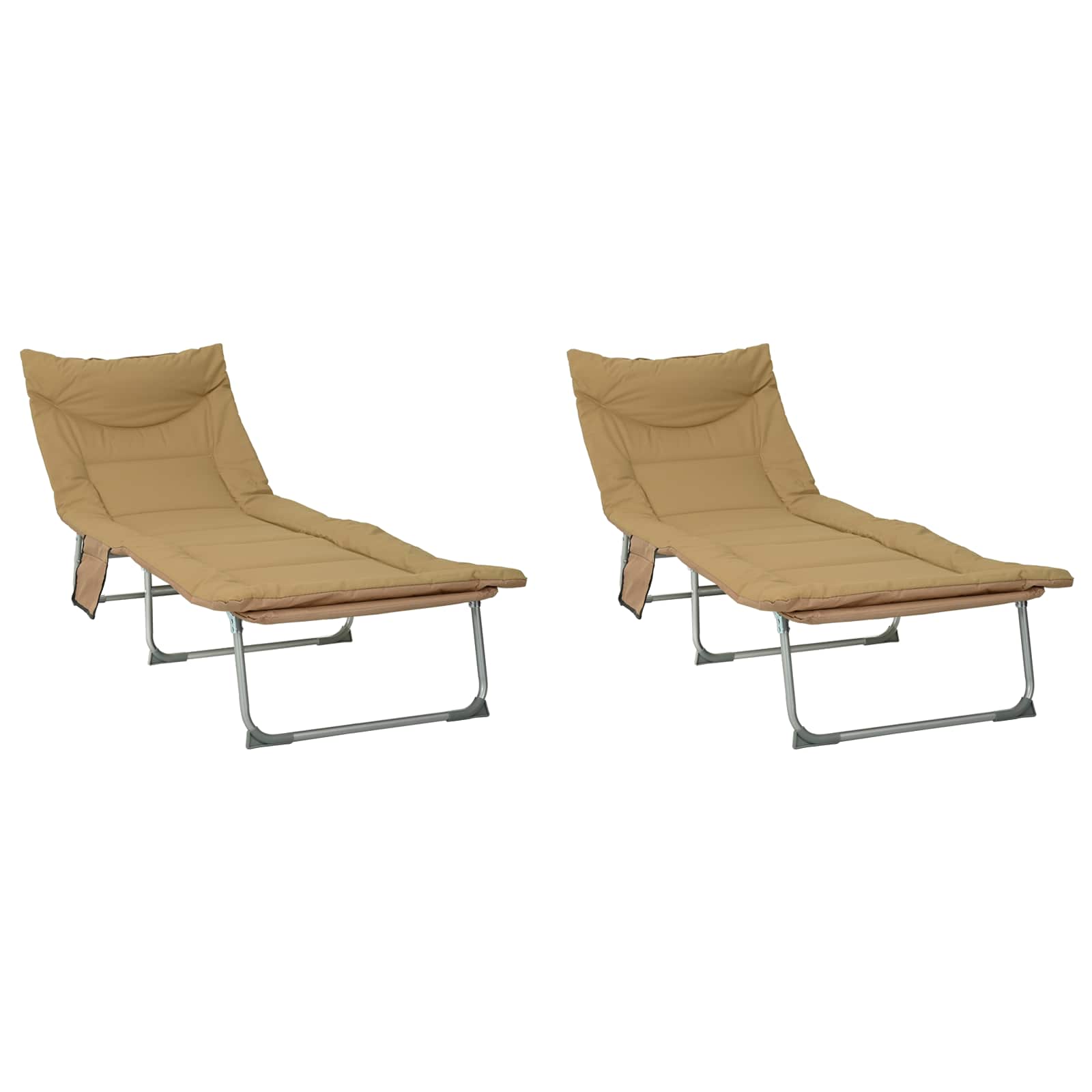 Klappbare Sonnenliege mit Kissen 2 pcs Beige