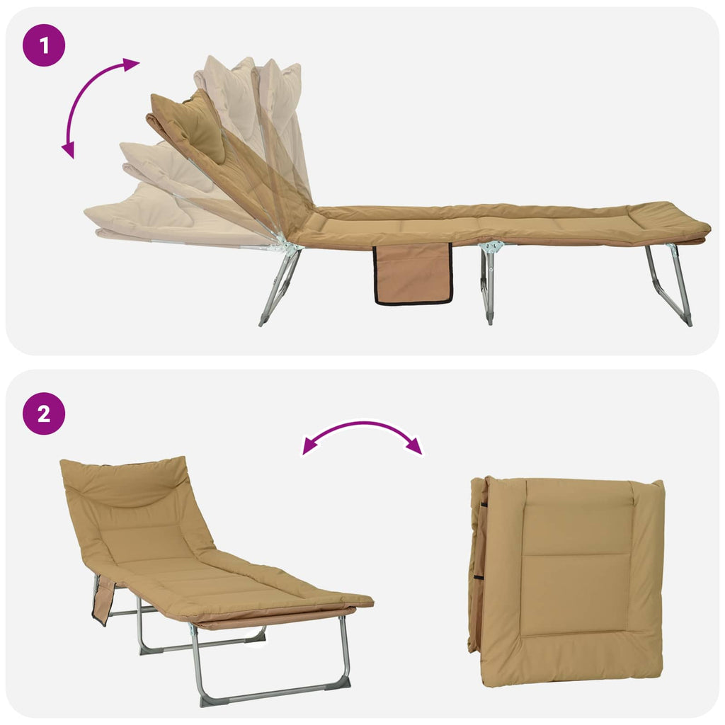 Klappbare Sonnenliege mit Kissen 2 pcs Beige