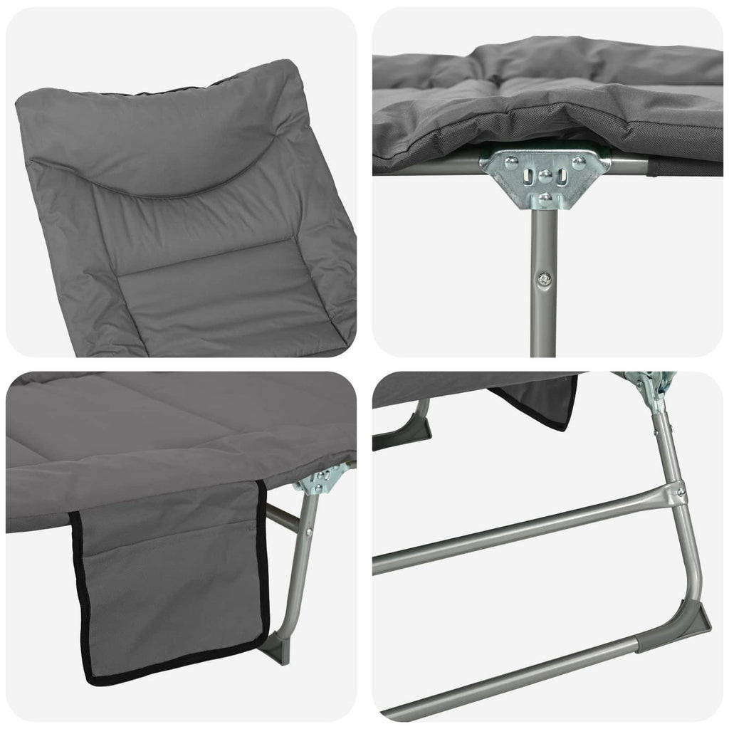 Klappbare Sonnenliege mit Kissen 2 pcs Anthrazit