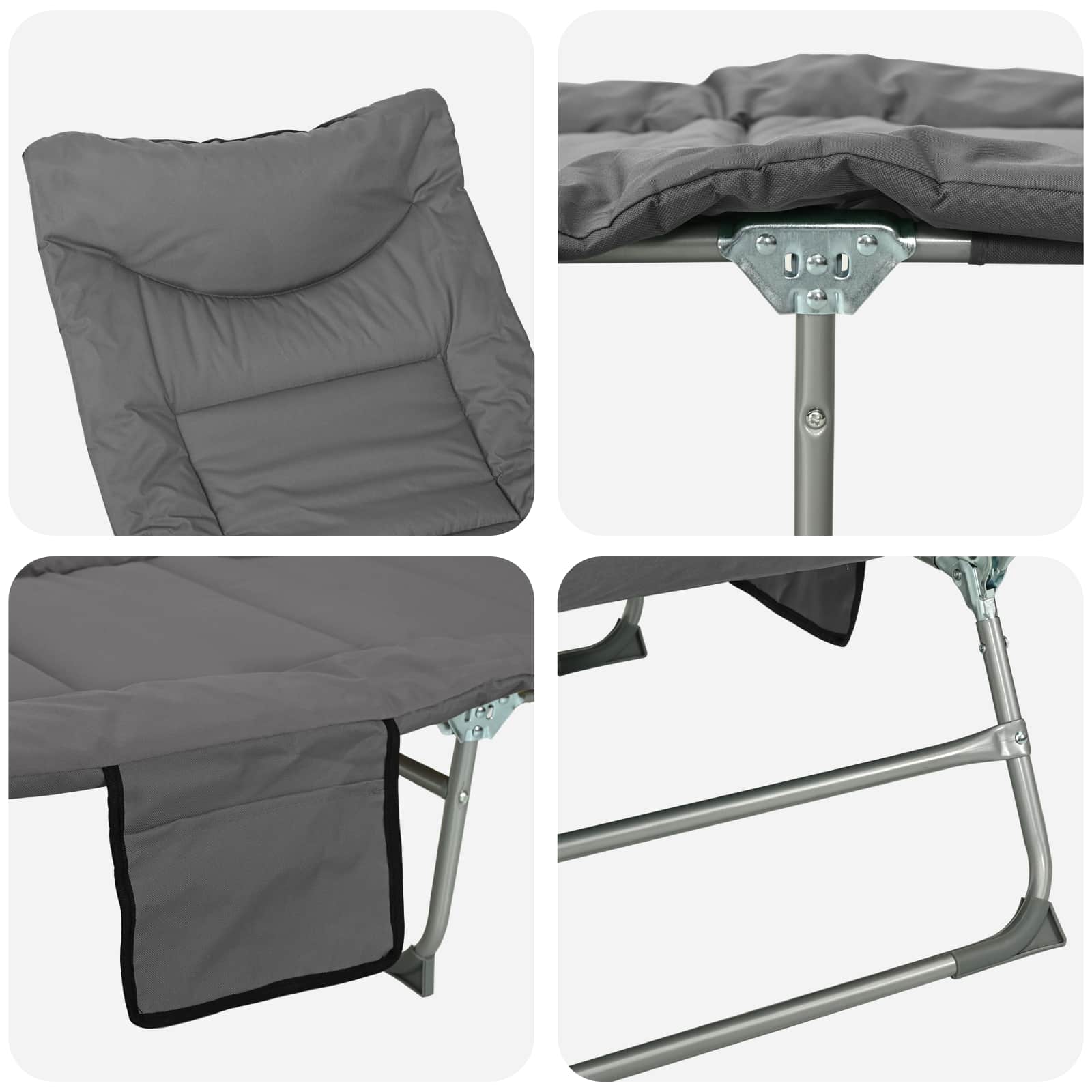 Klappbare Sonnenliege mit Kissen 2 pcs Anthrazit