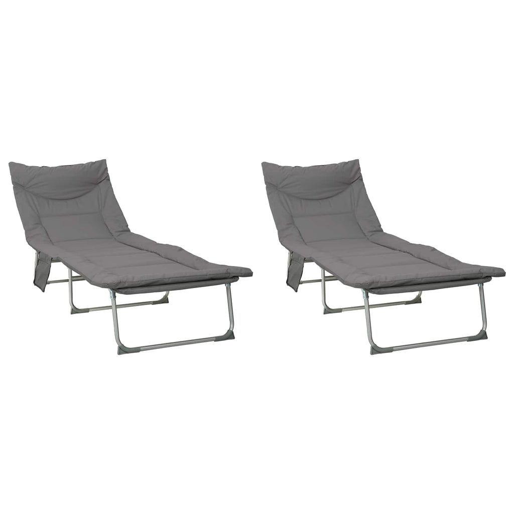Klappbare Sonnenliege mit Kissen 2 pcs Anthrazit