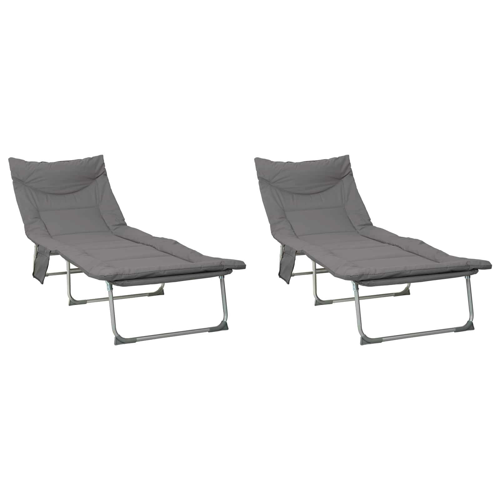 Klappbare Sonnenliege mit Kissen 2 pcs Anthrazit
