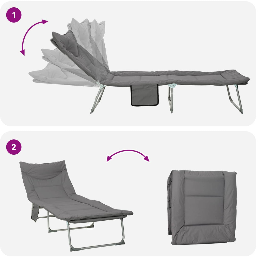 Klappbare Sonnenliege mit Kissen 2 pcs Anthrazit