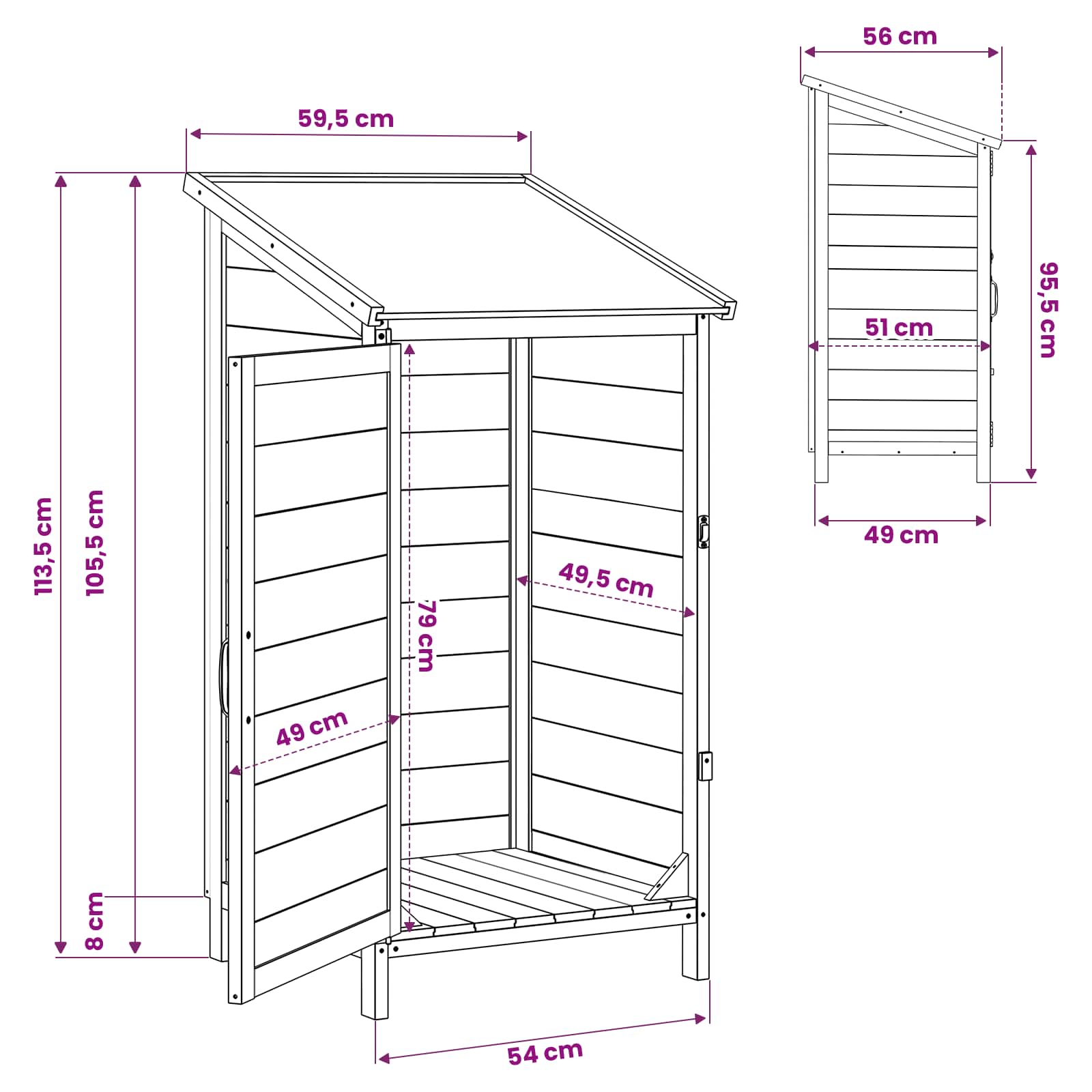 Gartenschuppen Braun 59 x 56 x 113,5 cm Massivholz aus Fichte